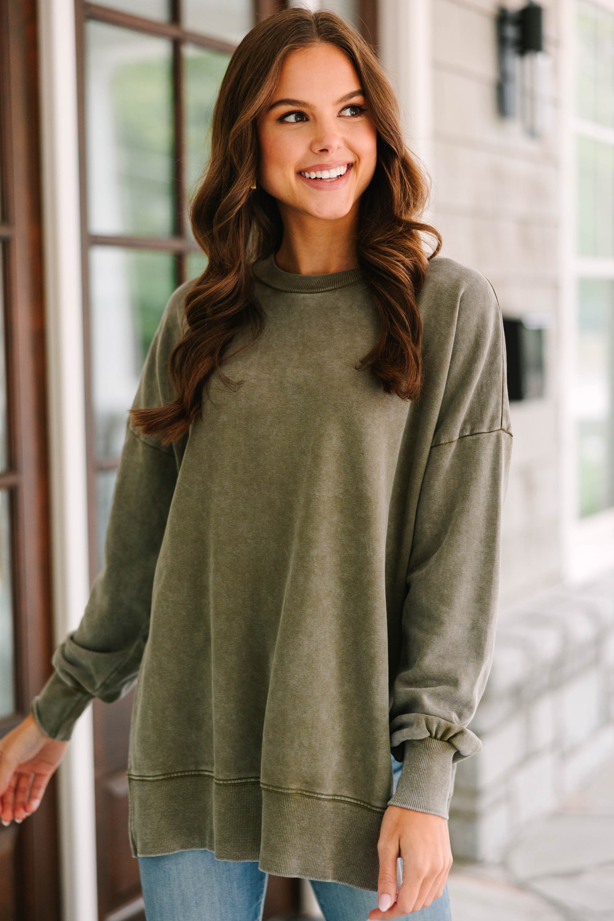 CHIRNAISHOP - The Slouchy Olive Green Pullover