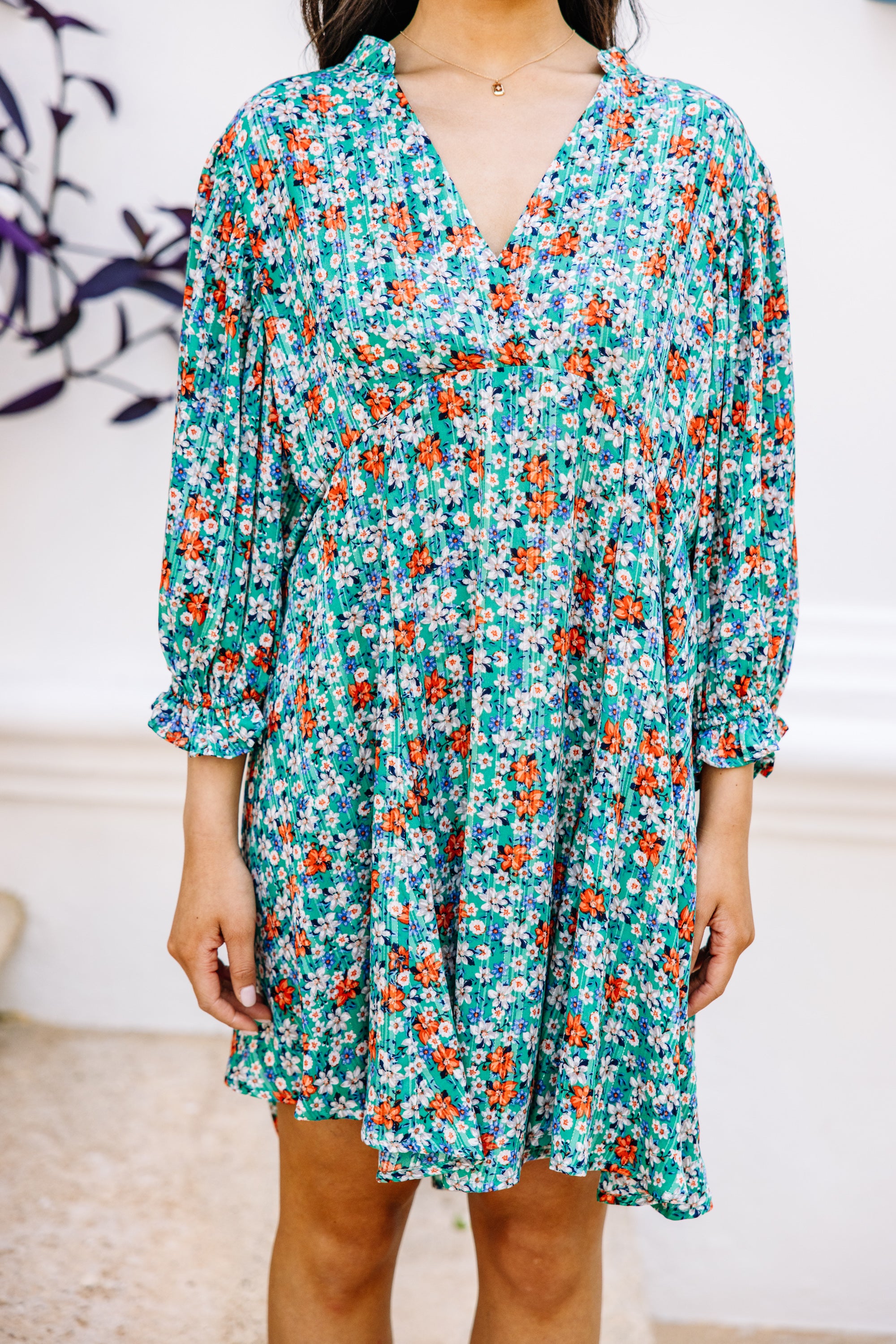 CHIRNAISHOP - Dance For Hours Green Ditsy Floral Dress