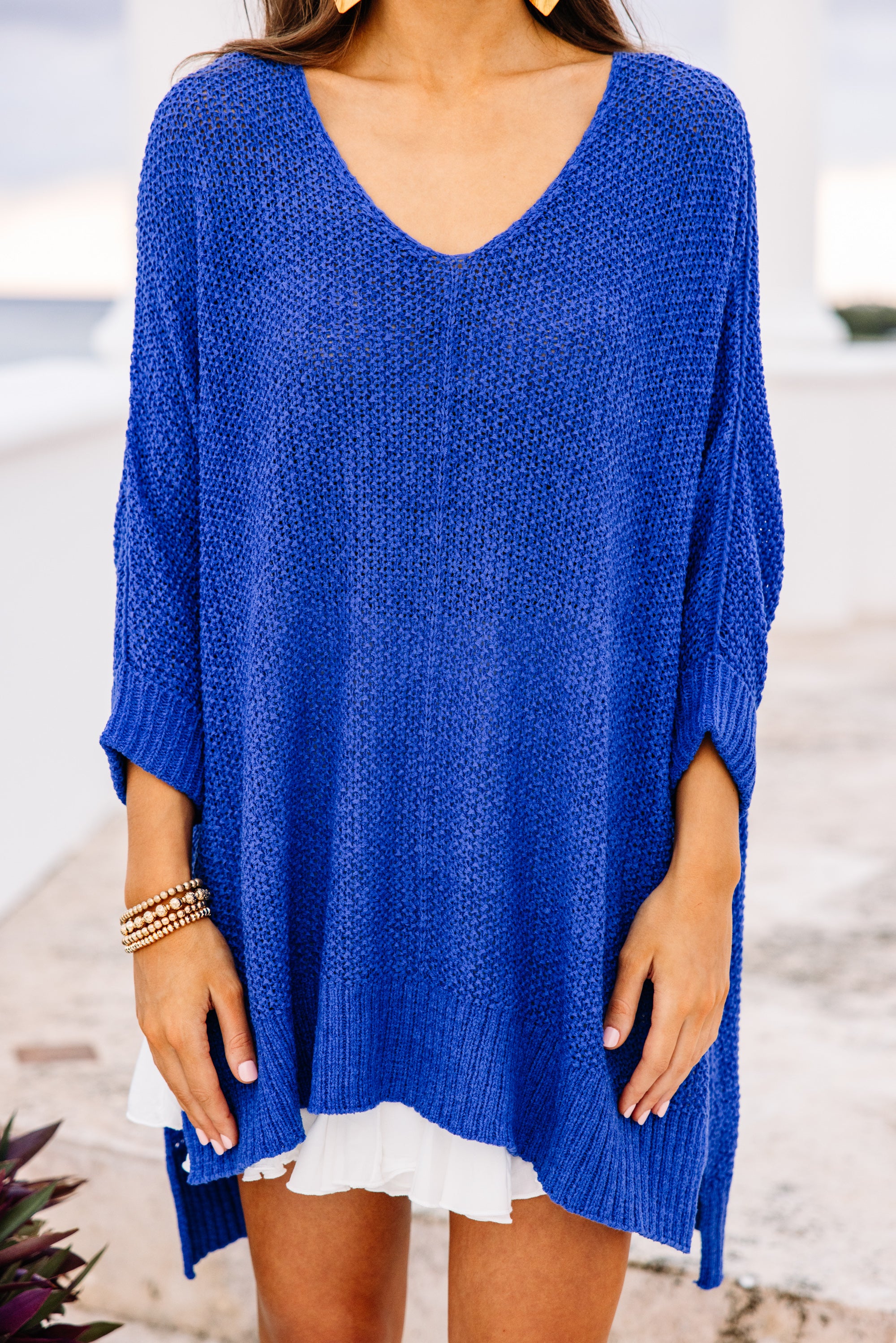 CHIRNAISHOP - Don't Waste A Moment Diva Blue Oversized Sweater