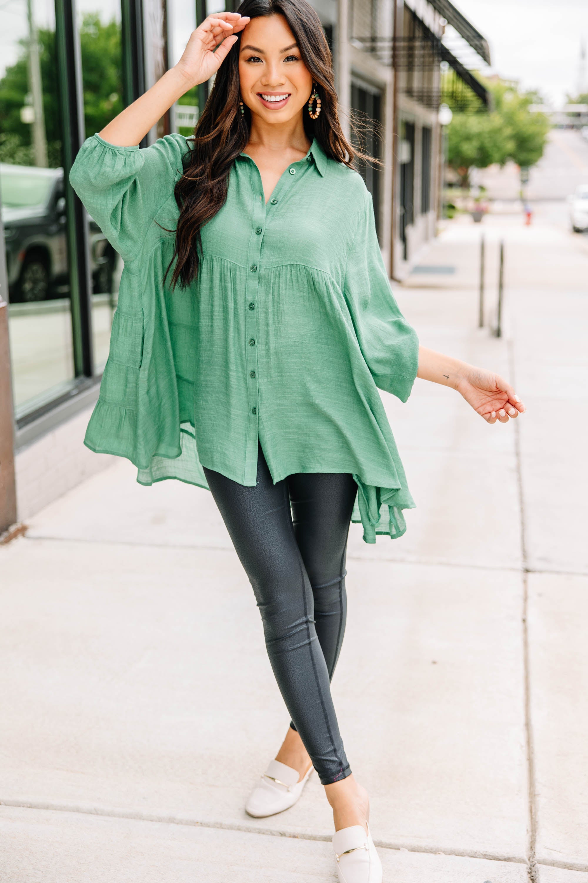CHIRNAISHOP - Take Me There Lagoon Green Tunic