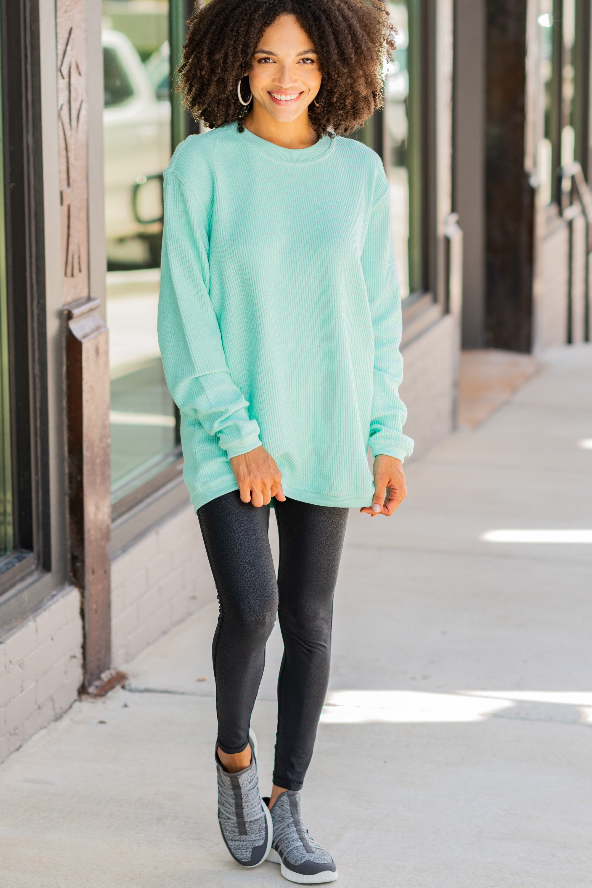 CHIRNAISHOP - True To Form Sportswear Mint Green Corded Sweatshirt