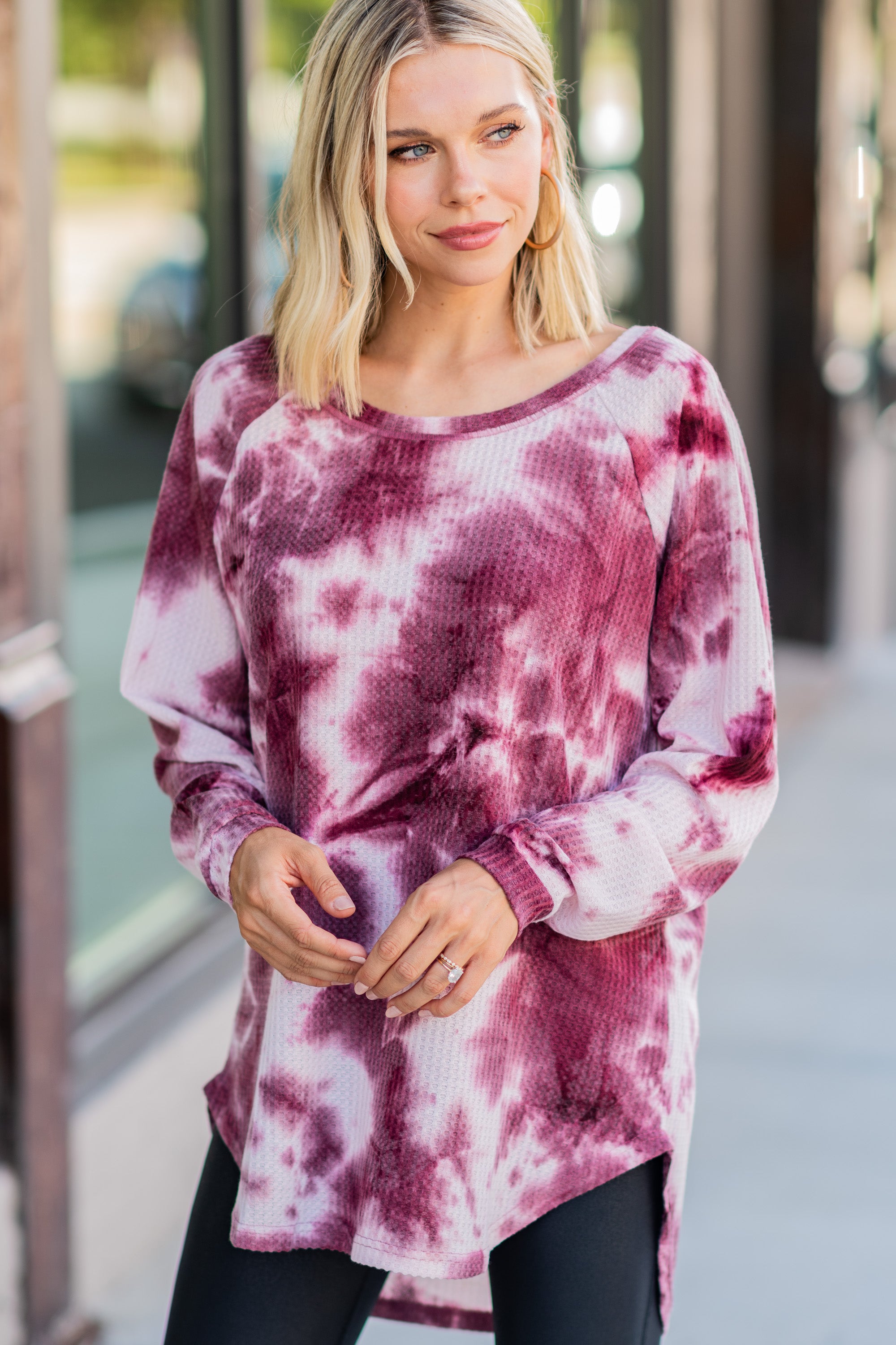 CHIRNAISHOP - Easy Like Sunday Wine Red Tie Dye Tunic