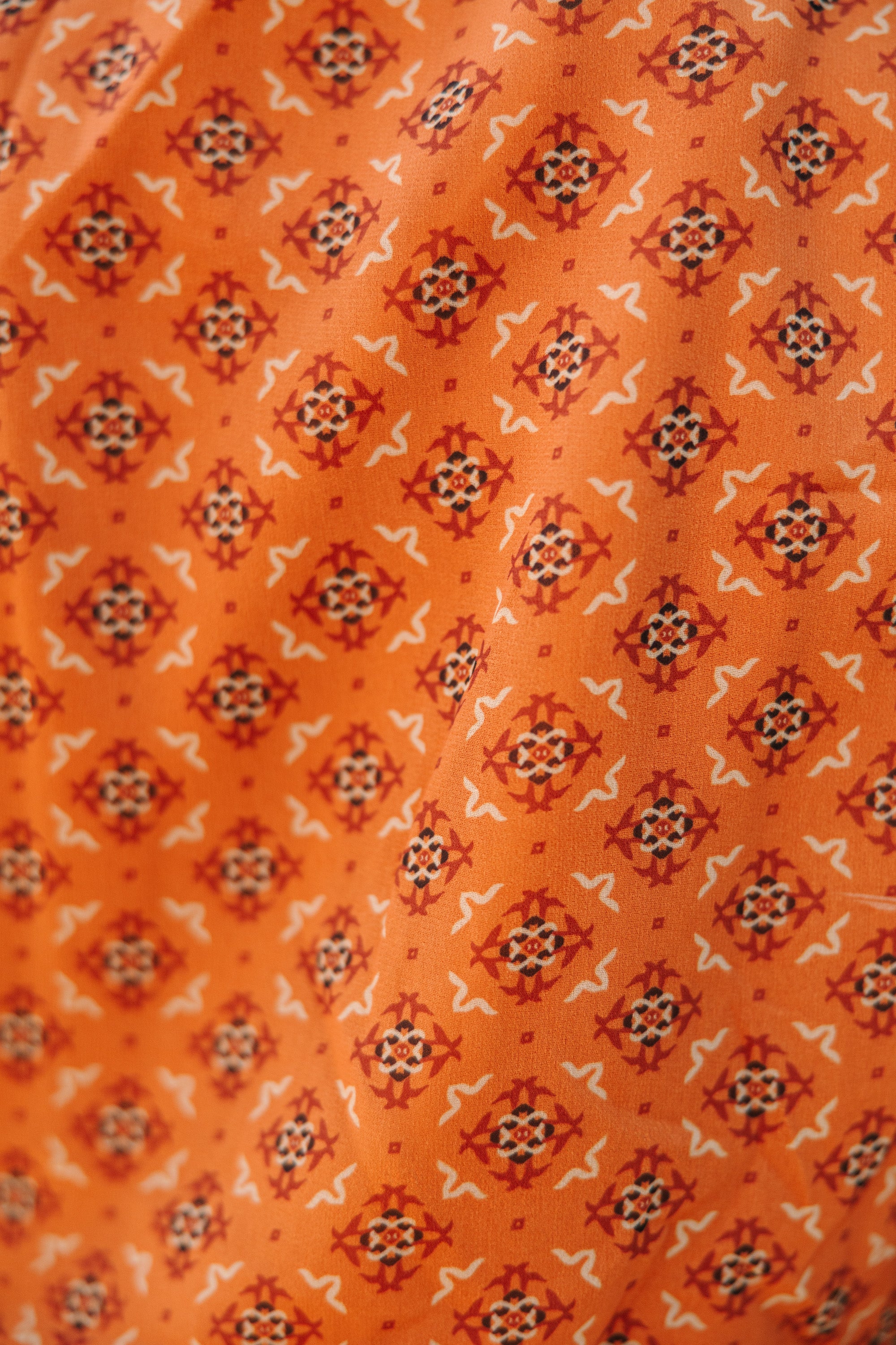 CHIRNAISHOP - Come Forward Rust Orange Medallion Print Maxi Dress