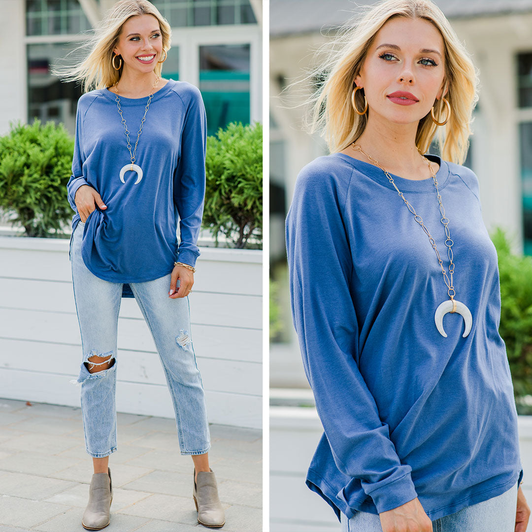 CHIRNAISHOP - Easy Like Sunday Denim Blue Tunic