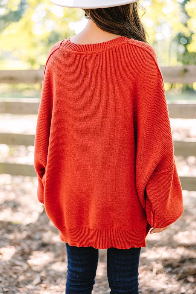 CHIRNAISHOP - Give You Joy Clay Orange Dolman Sweater