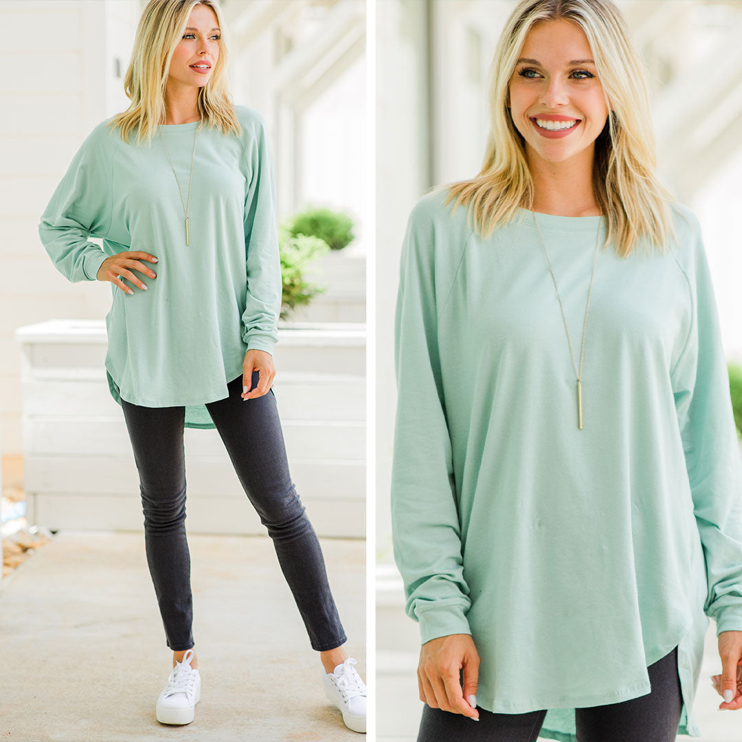 CHIRNAISHOP - Easy Like Sunday Dusty Mint Green Tunic