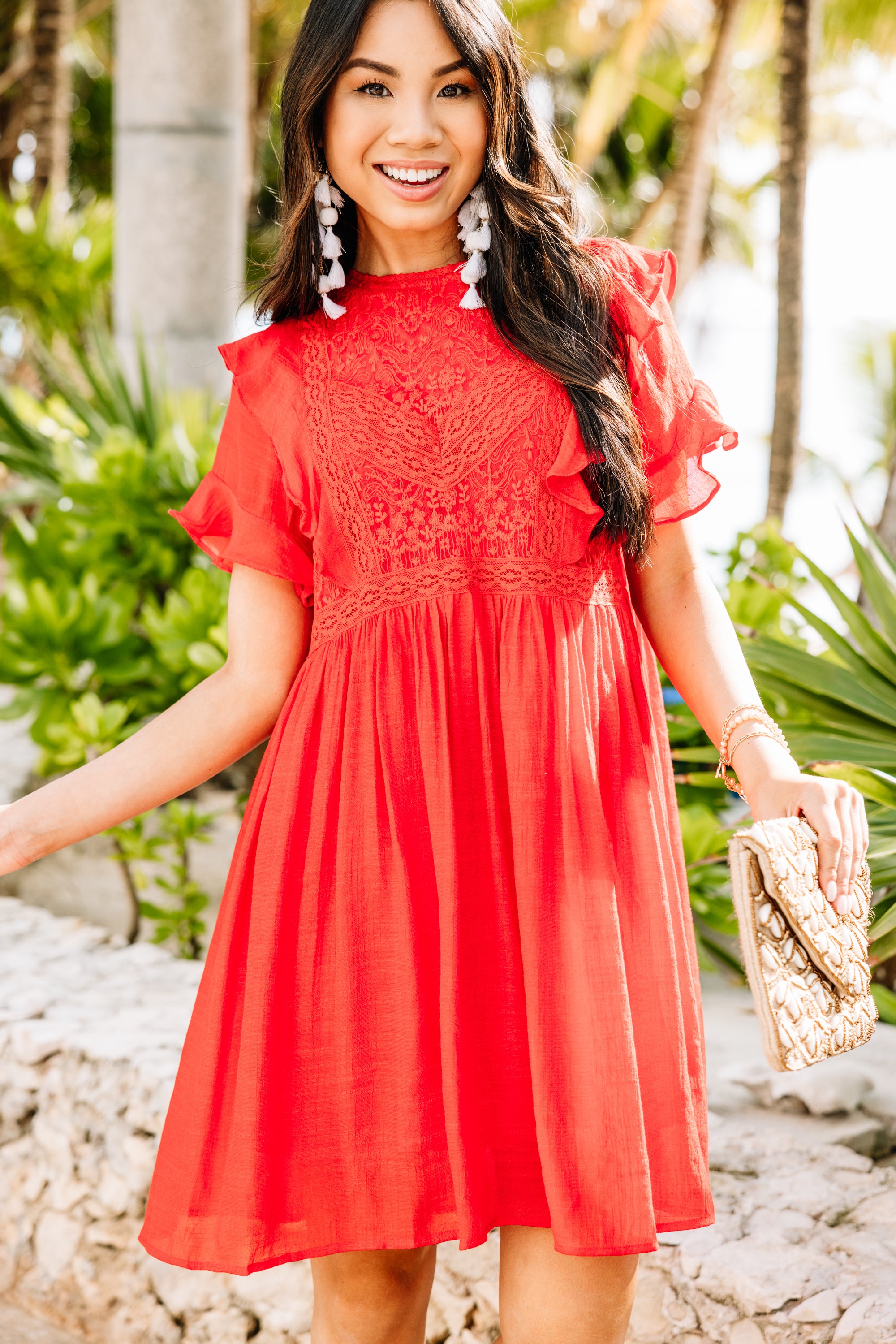CHIRNAISHOP - Realized Love Chili Powder Red Lace Dress