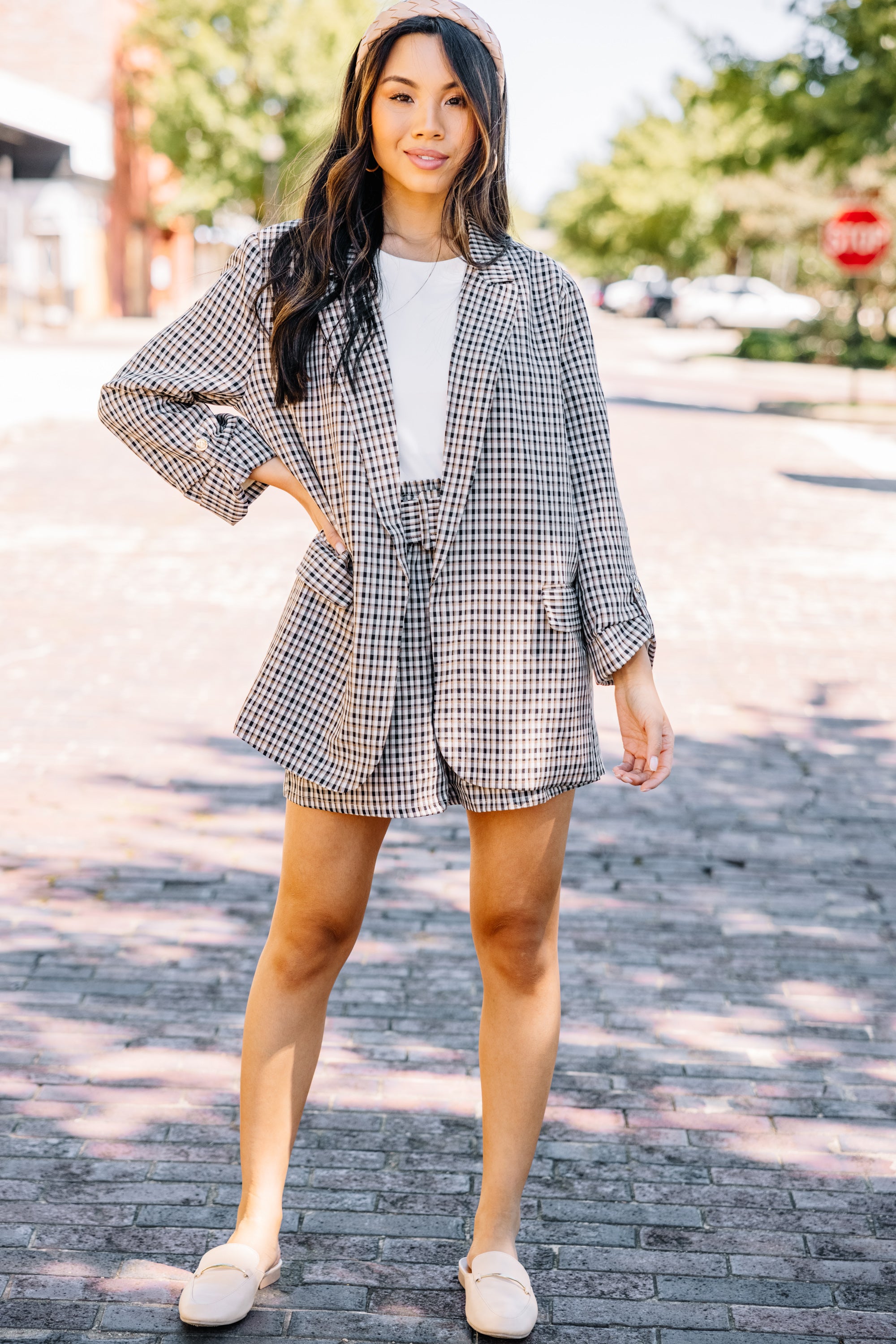 CHIRNAISHOP - Play To Your Strengths Black Plaid Shorts