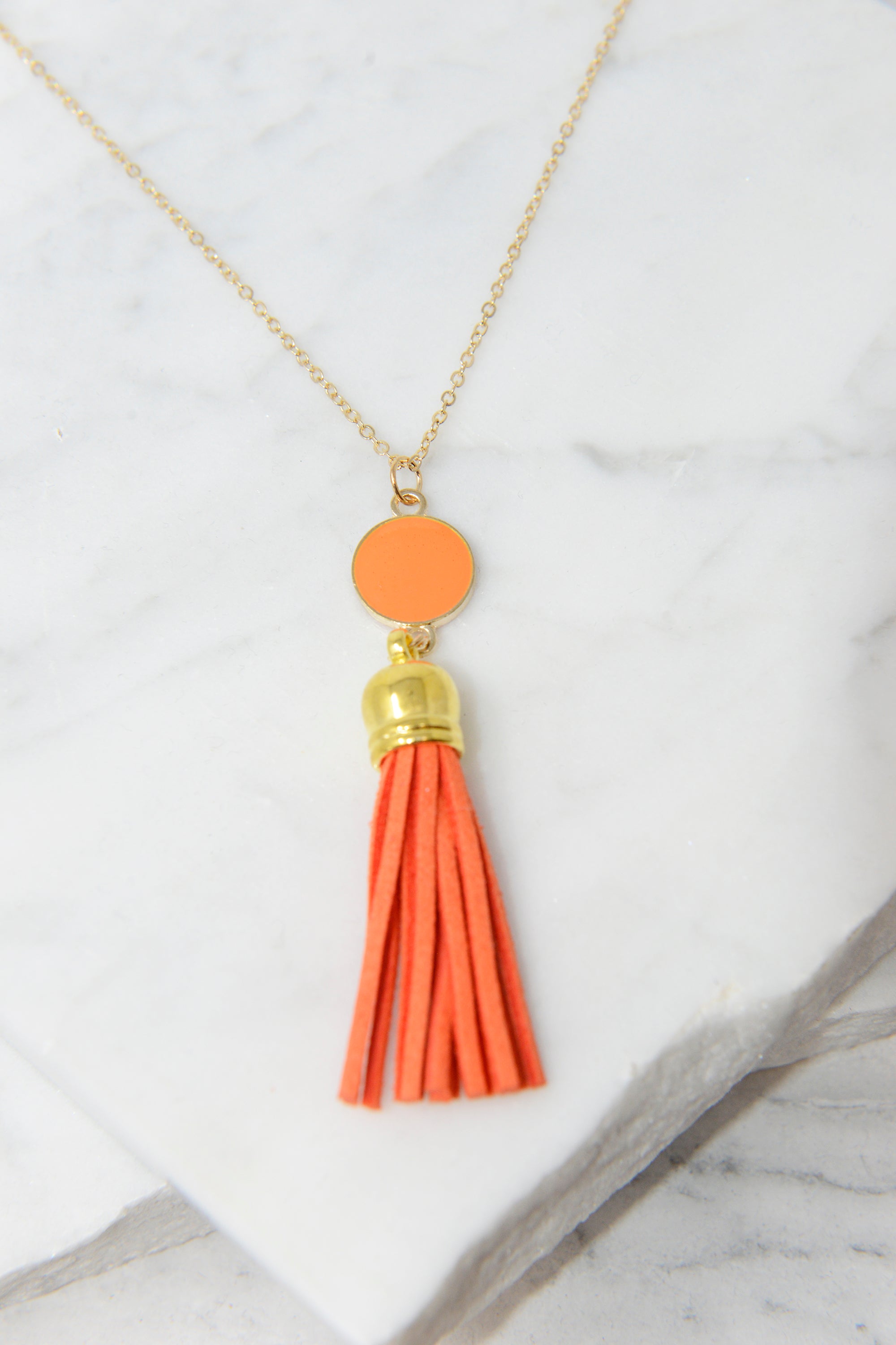 CHIRNAISHOP - Give It To You Orange Tassel Necklace