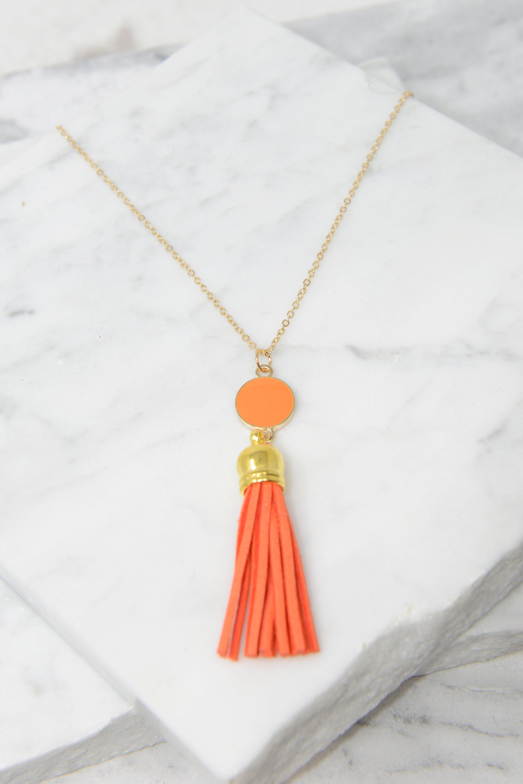 CHIRNAISHOP - Give It To You Orange Tassel Necklace