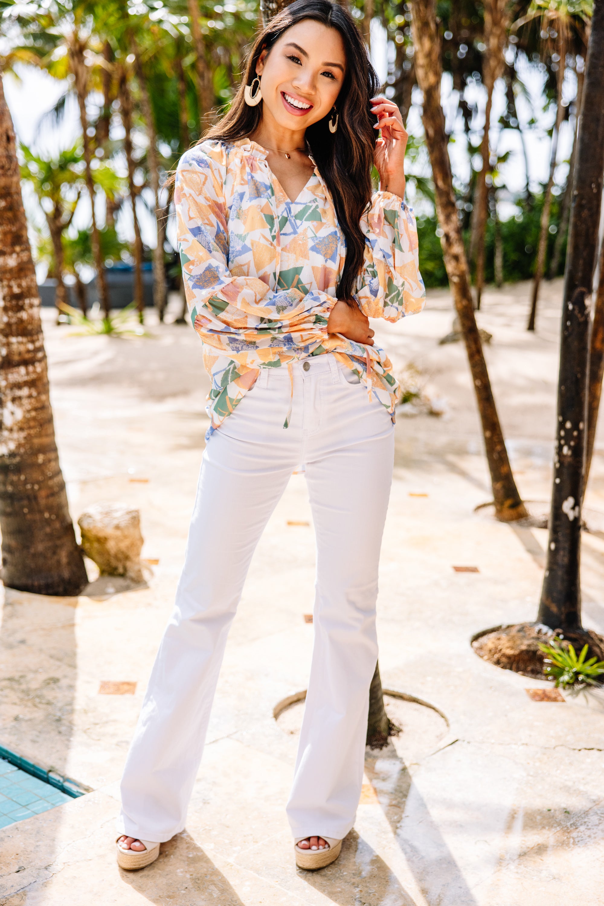 CHIRNAISHOP - Tell Your Story Mustard Yellow Geometric Blouse