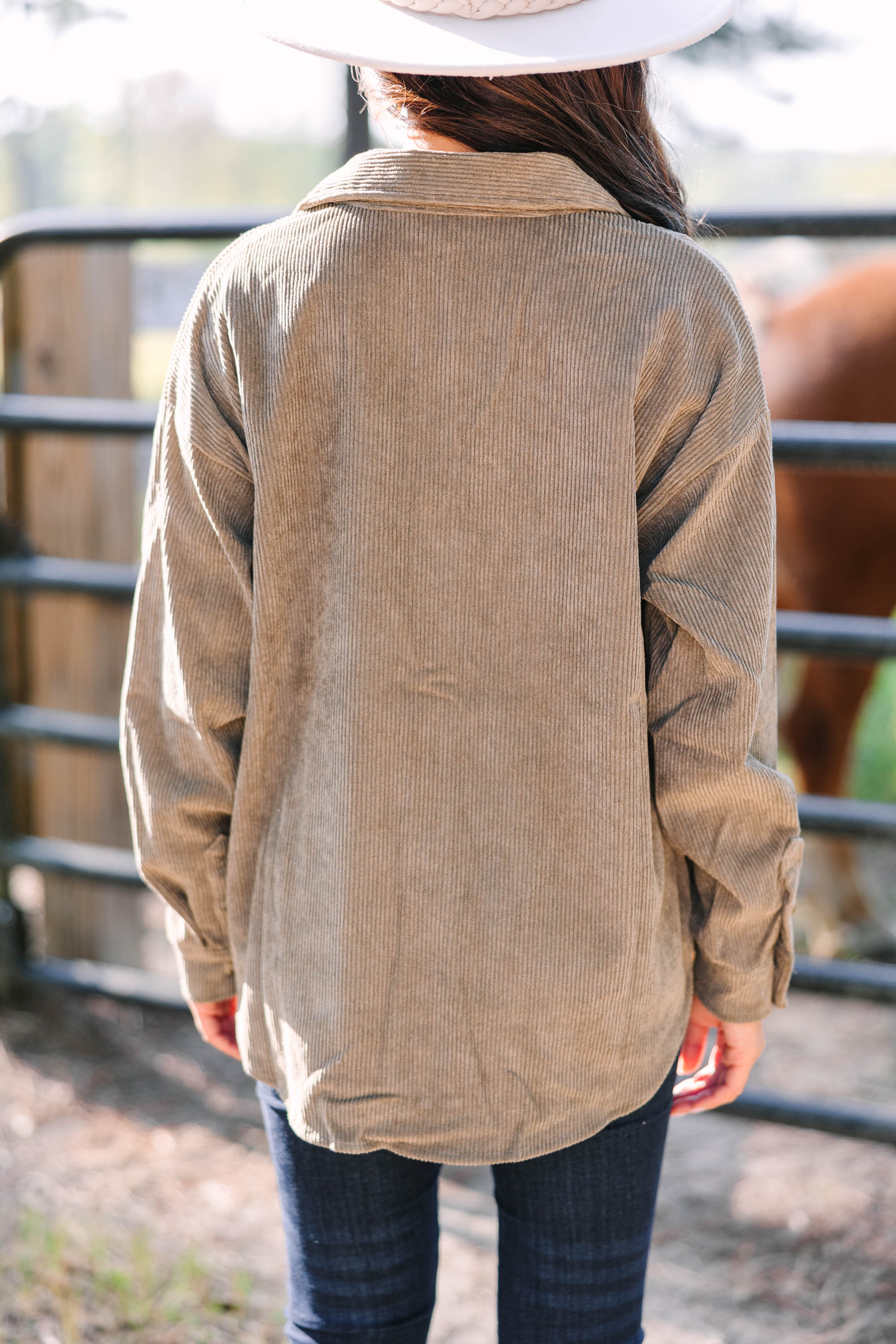 CHIRNAISHOP - Feeling Your Best Olive Green Corduroy Shacket