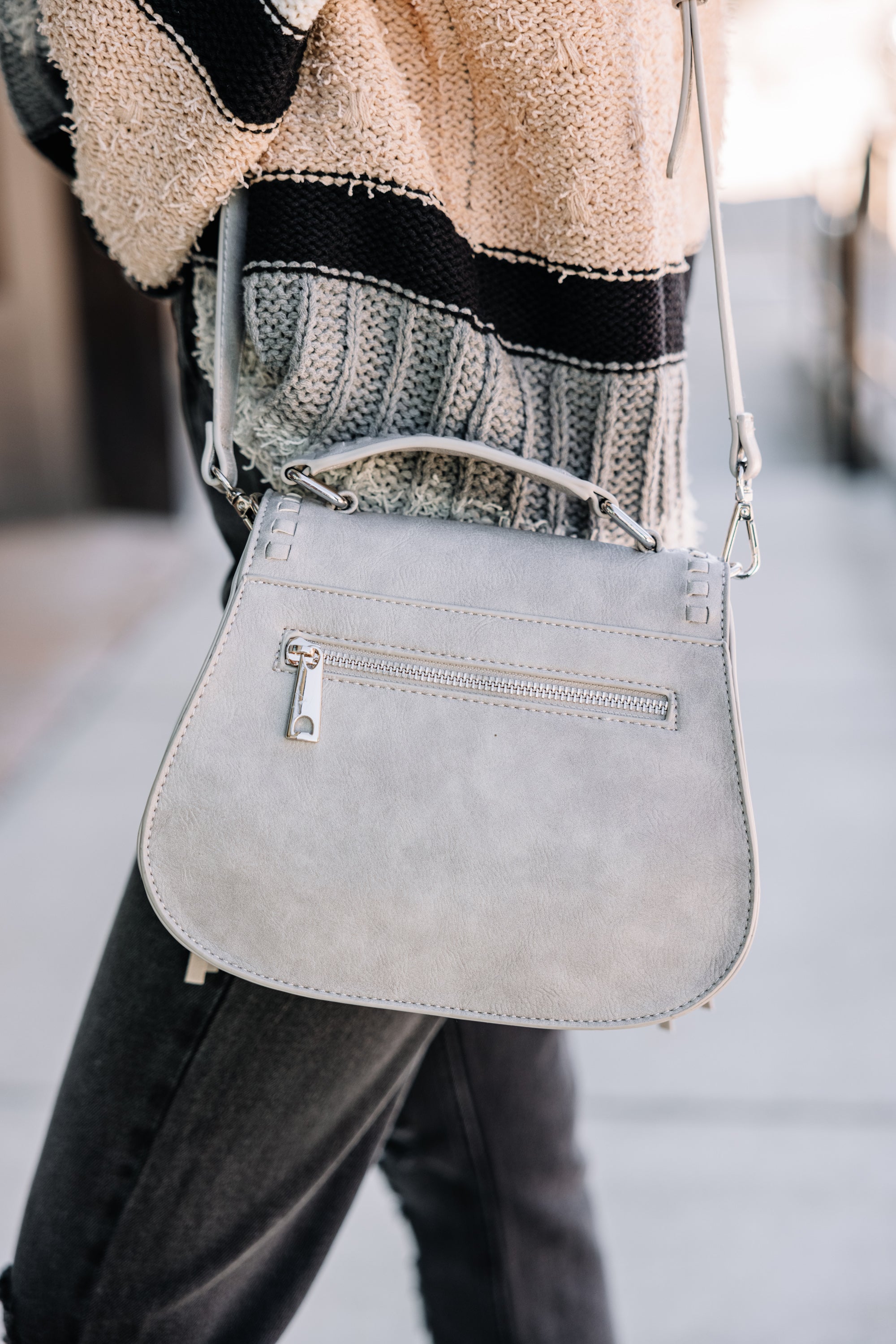 CHIRNAISHOP - Feels Like Fun Dove Gray Mini Saddle Purse