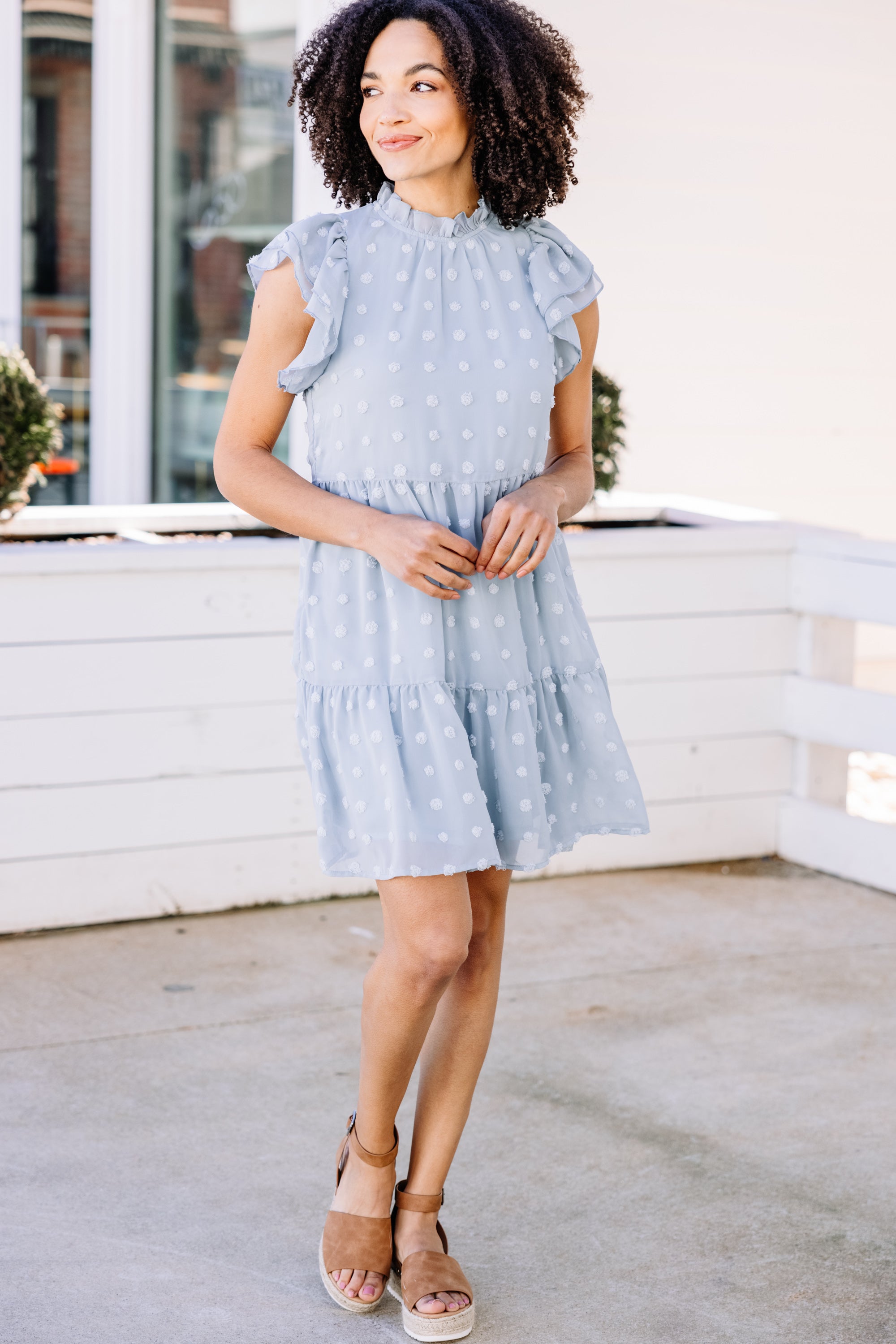 CHIRNAISHOP - In Your Favor Dusty Blue Babydoll Dress