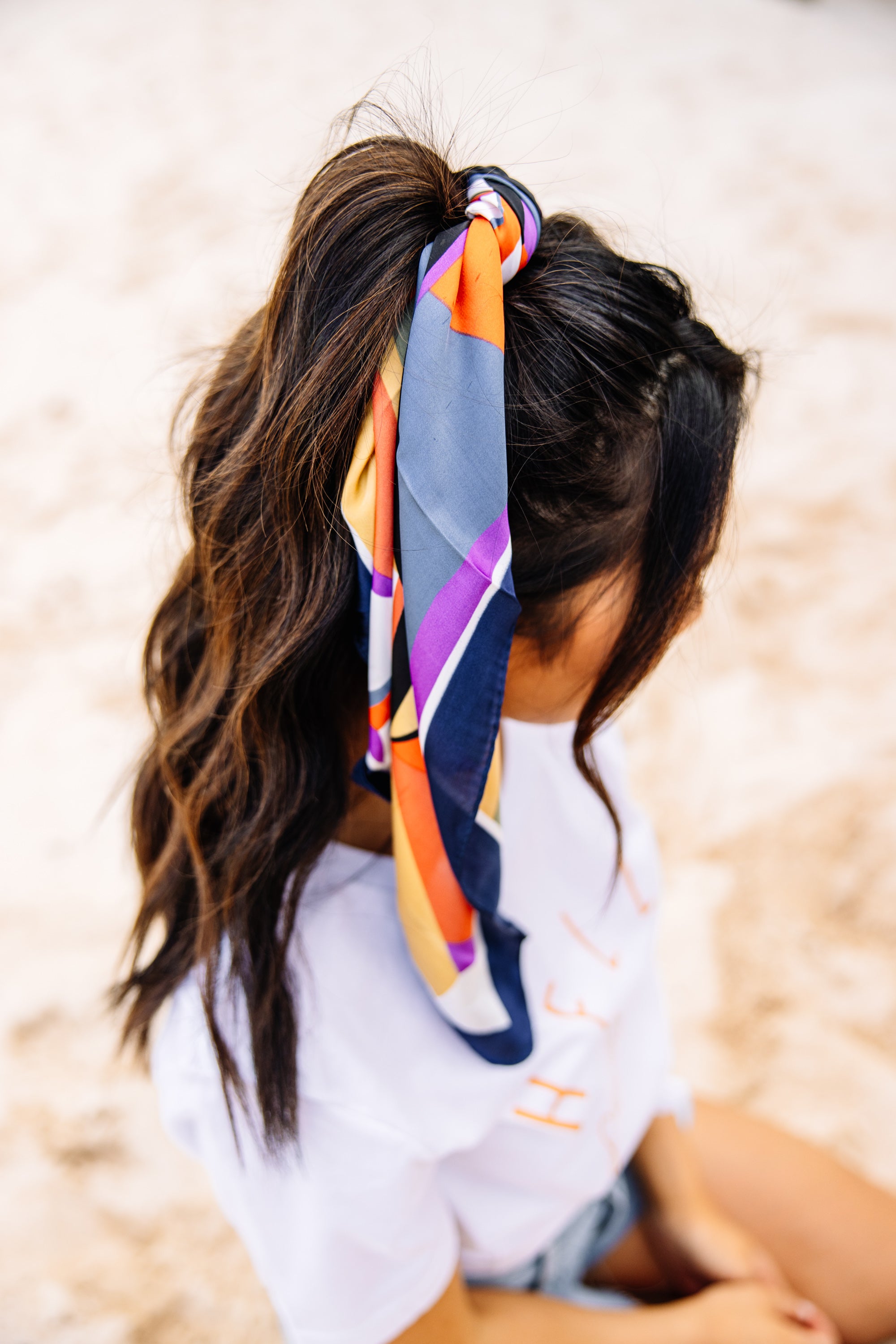 CHIRNAISHOP - Feeling It Navy Blue Abstract Hair Scarf