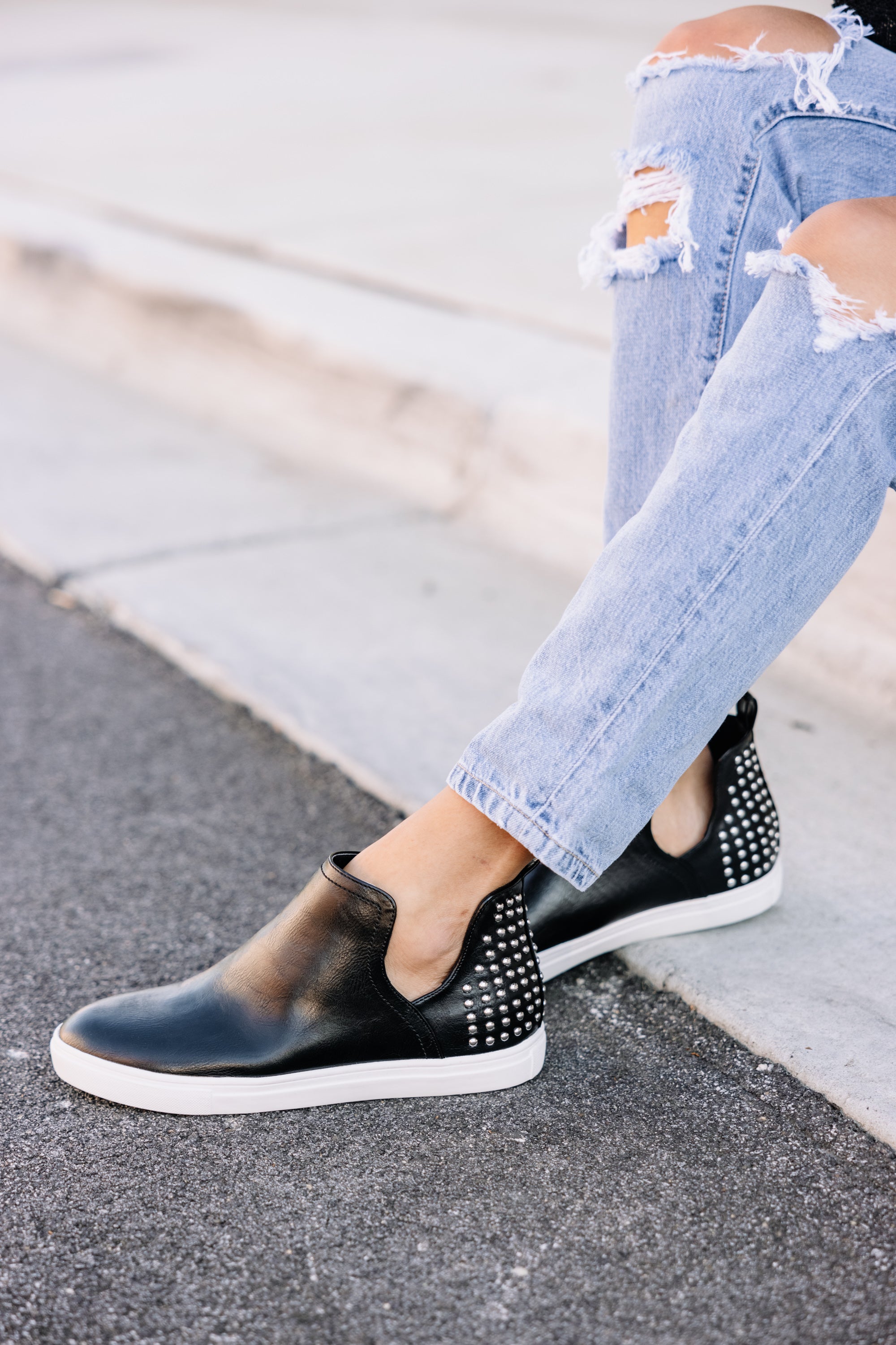 CHIRNAISHOP - In Good Company Black Studded Sneakers