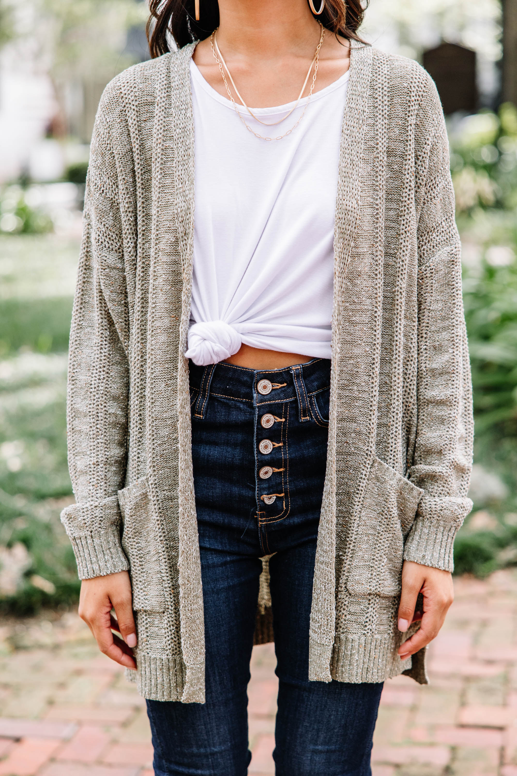 CHIRNAISHOP - What You See Olive Green Cardigan