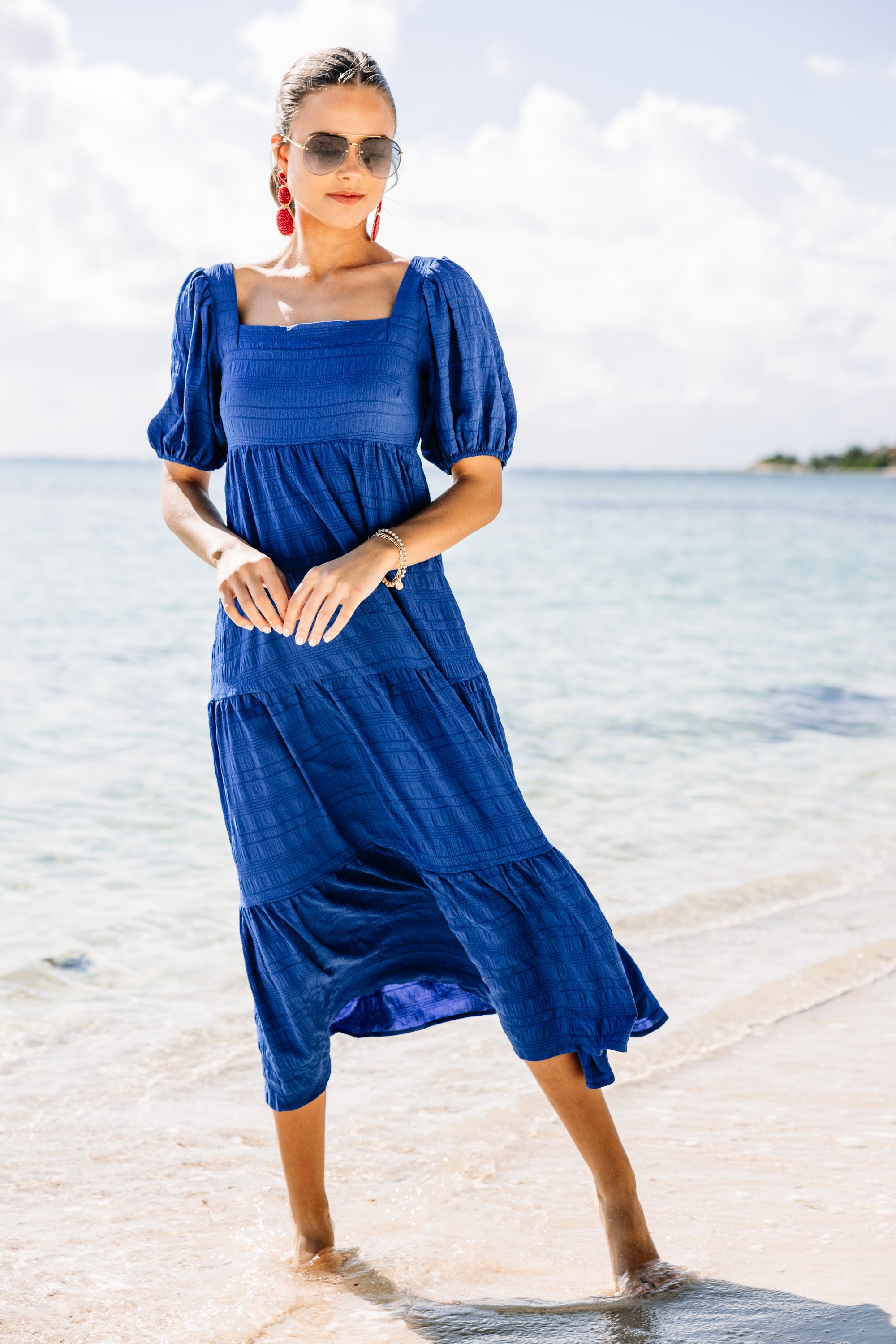 CHIRNAISHOP - Think About It Blue Midi Dress