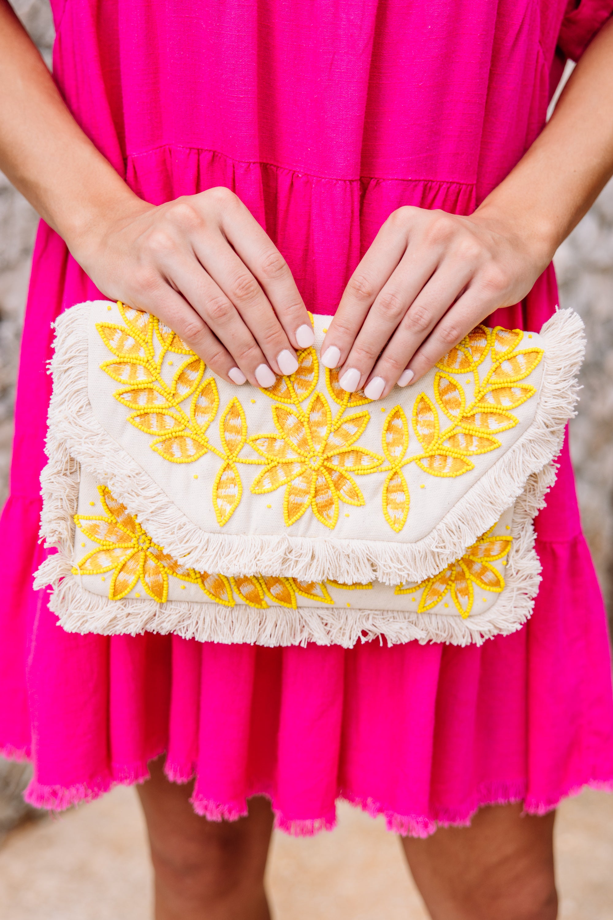CHIRNAISHOP - Come Along Yellow Floral Clutch/Purse