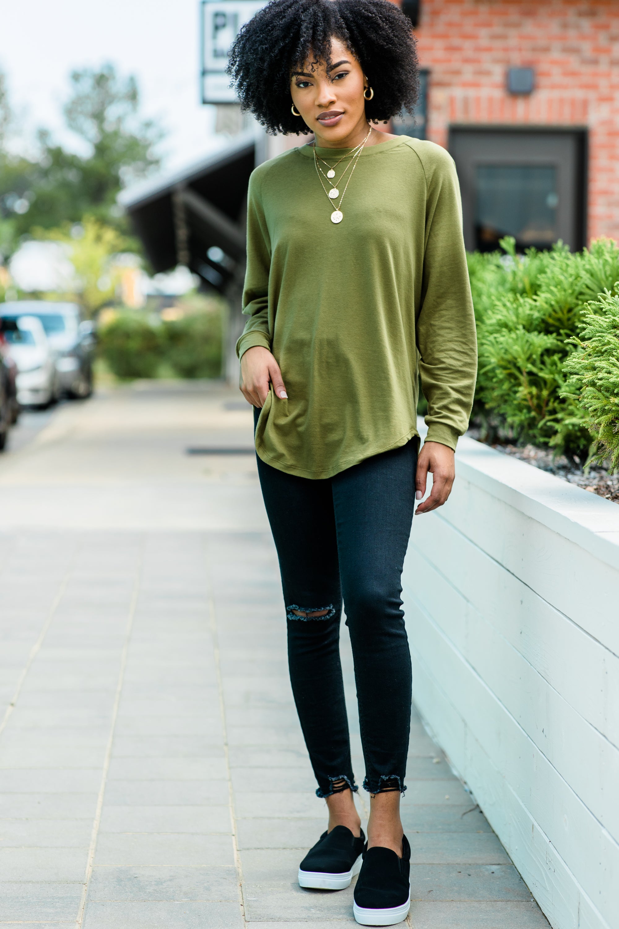CHIRNAISHOP - Easy Like Sunday Olive Green Tunic