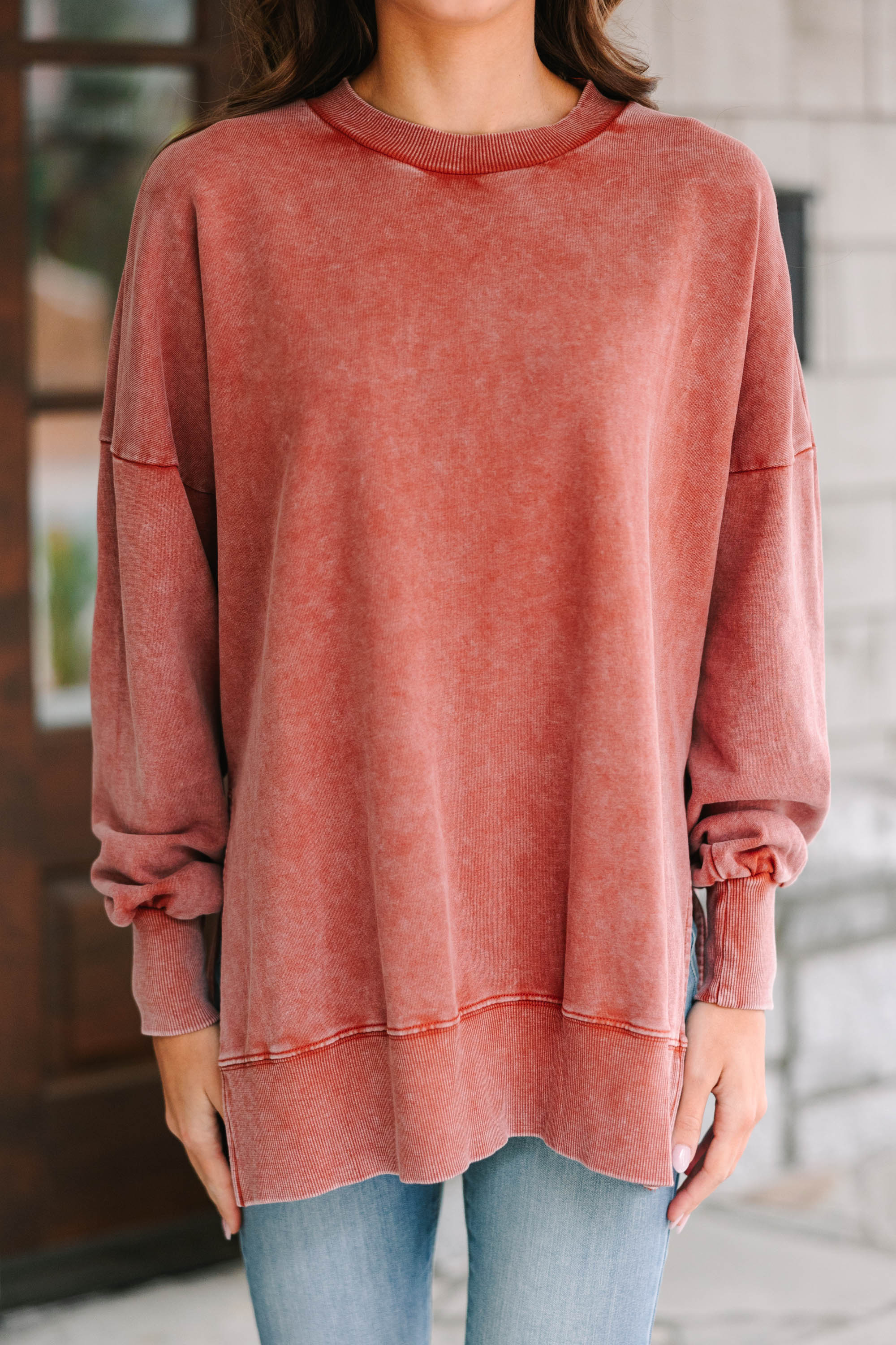 CHIRNAISHOP - The Slouchy Rust Red Pullover