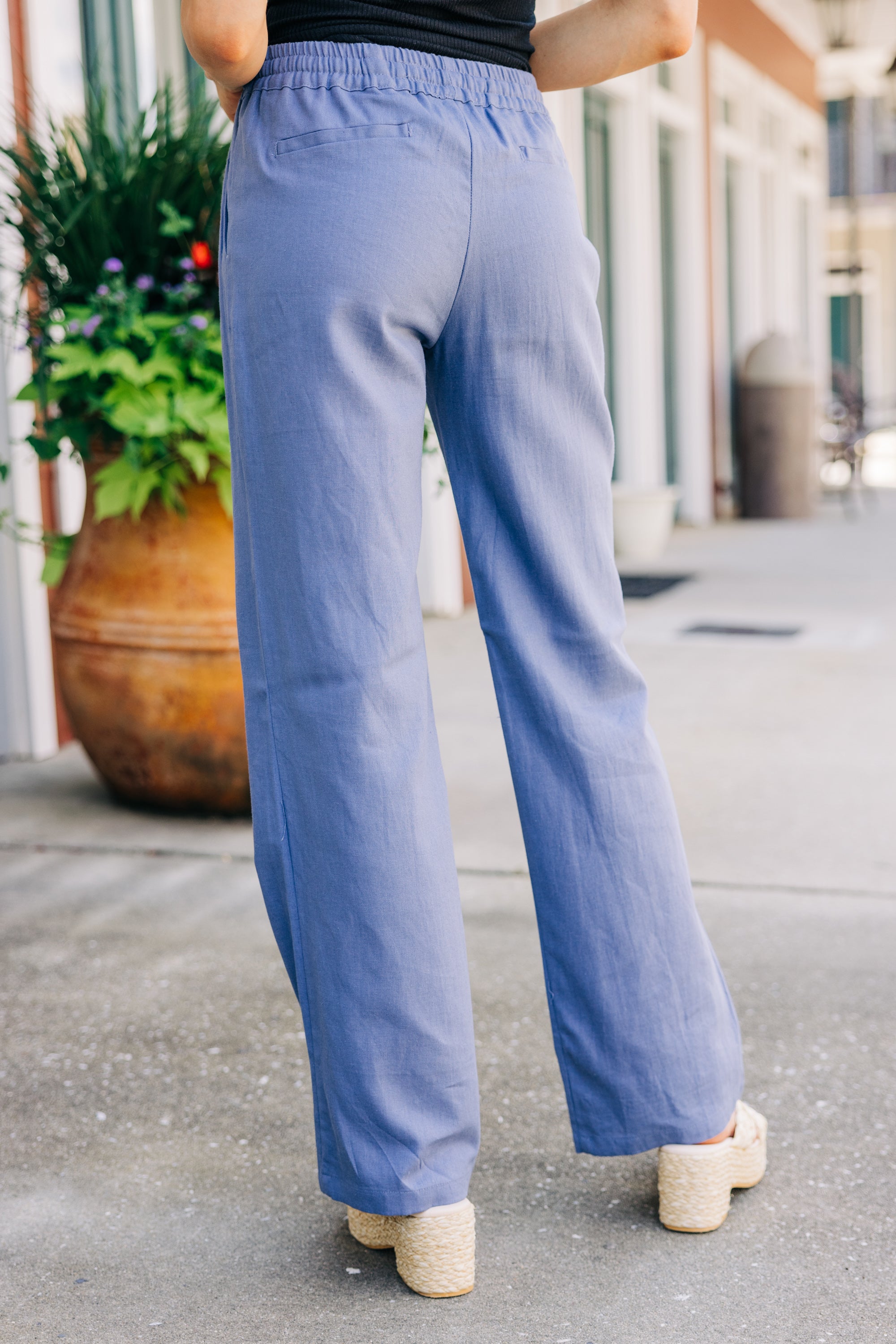 CHIRNAISHOP - Just Relax Ash Blue Linen Pants