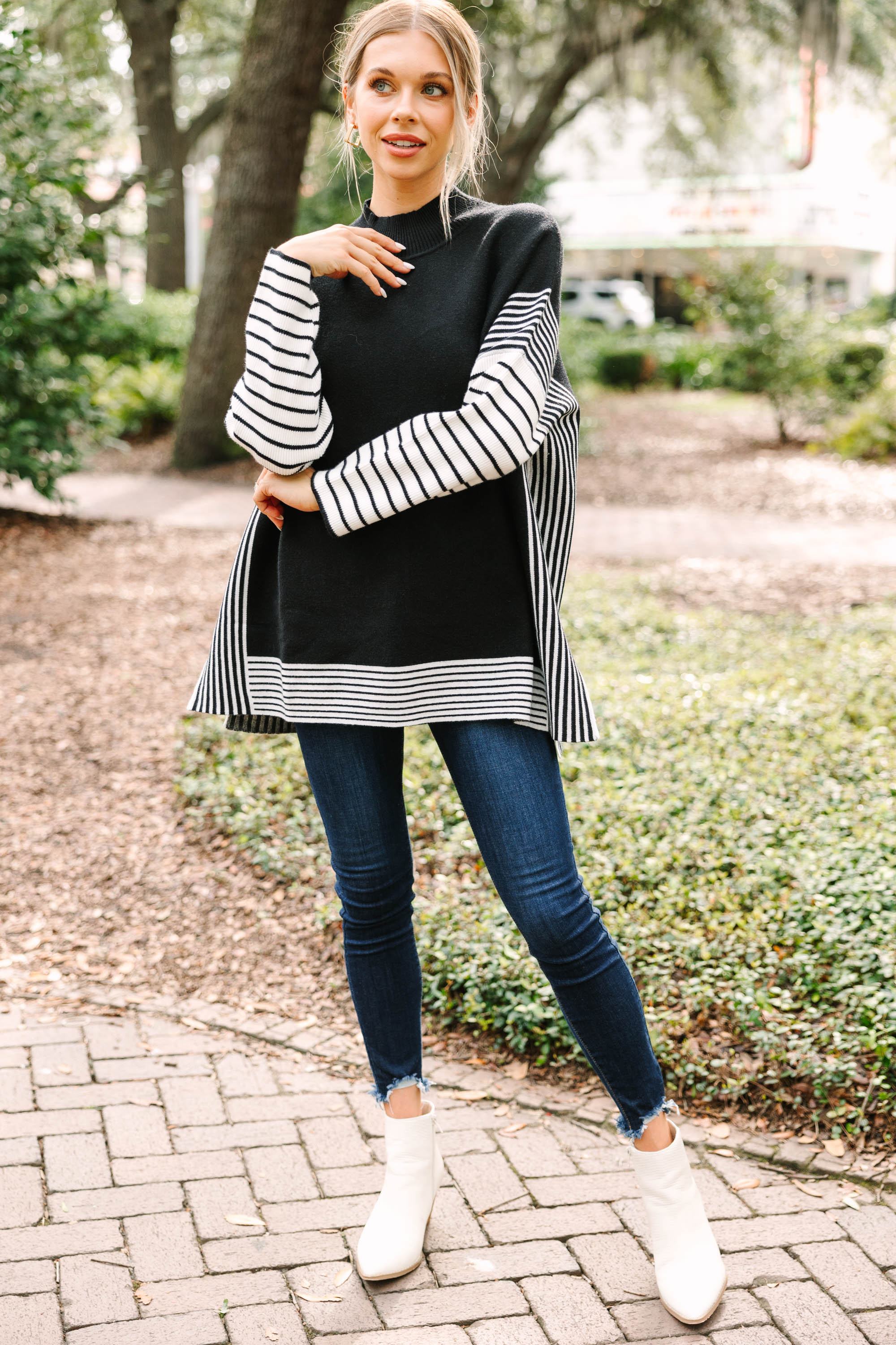 CHIRNAISHOP - All In Black Striped Tunic
