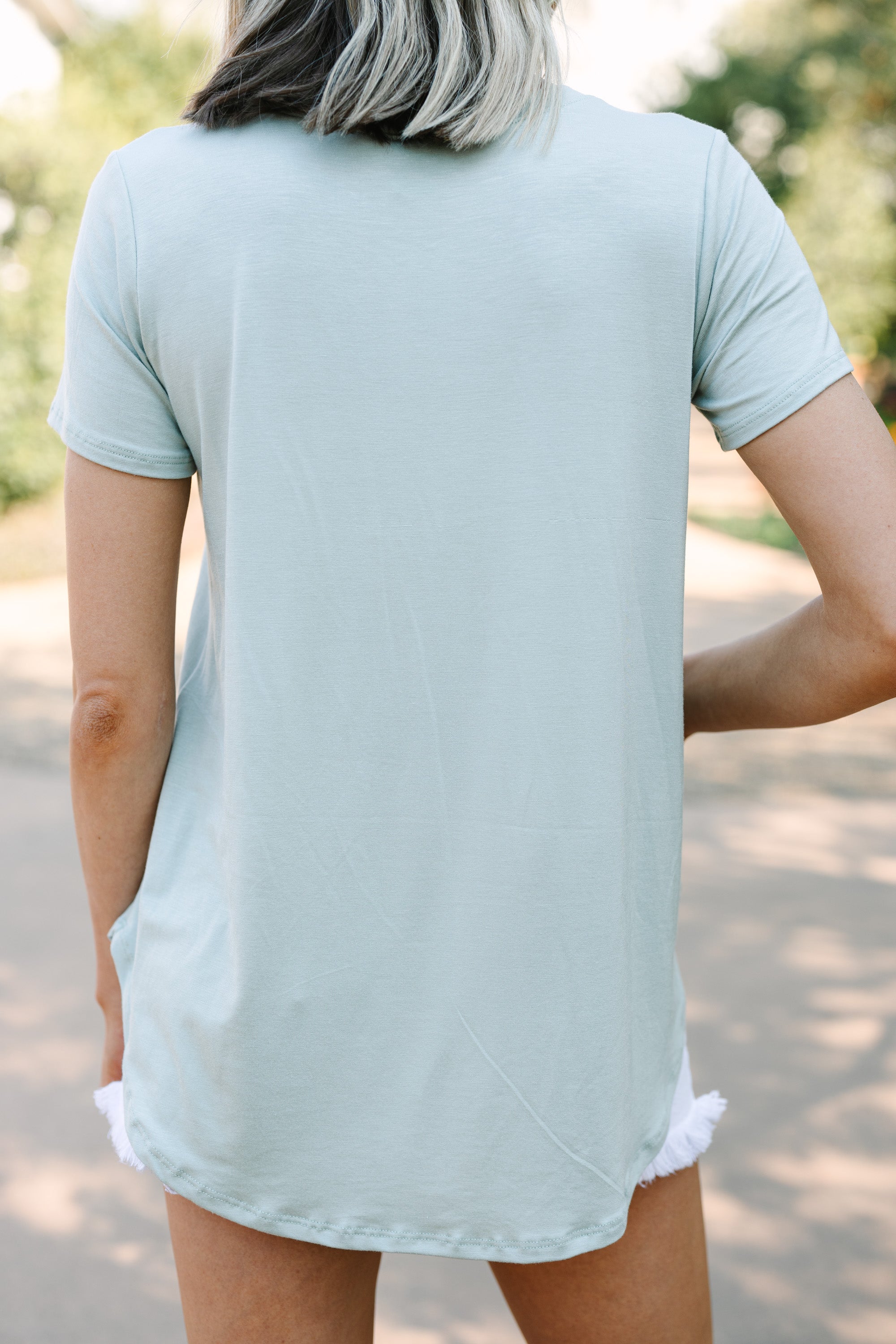 CHIRNAISHOP - Let's Meet Later Sage Green Top