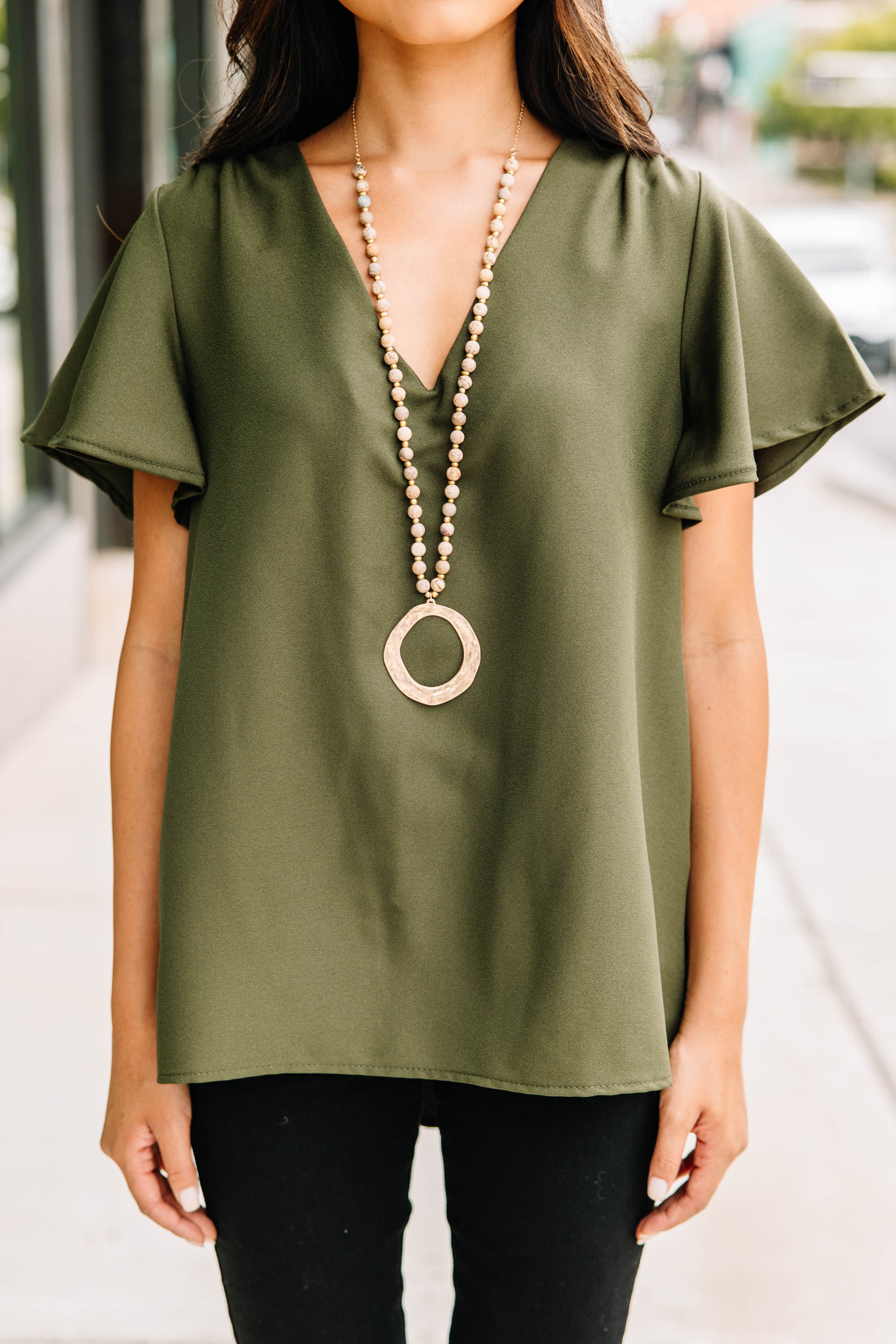 CHIRNAISHOP - This Is Your Moment Olive Green Top