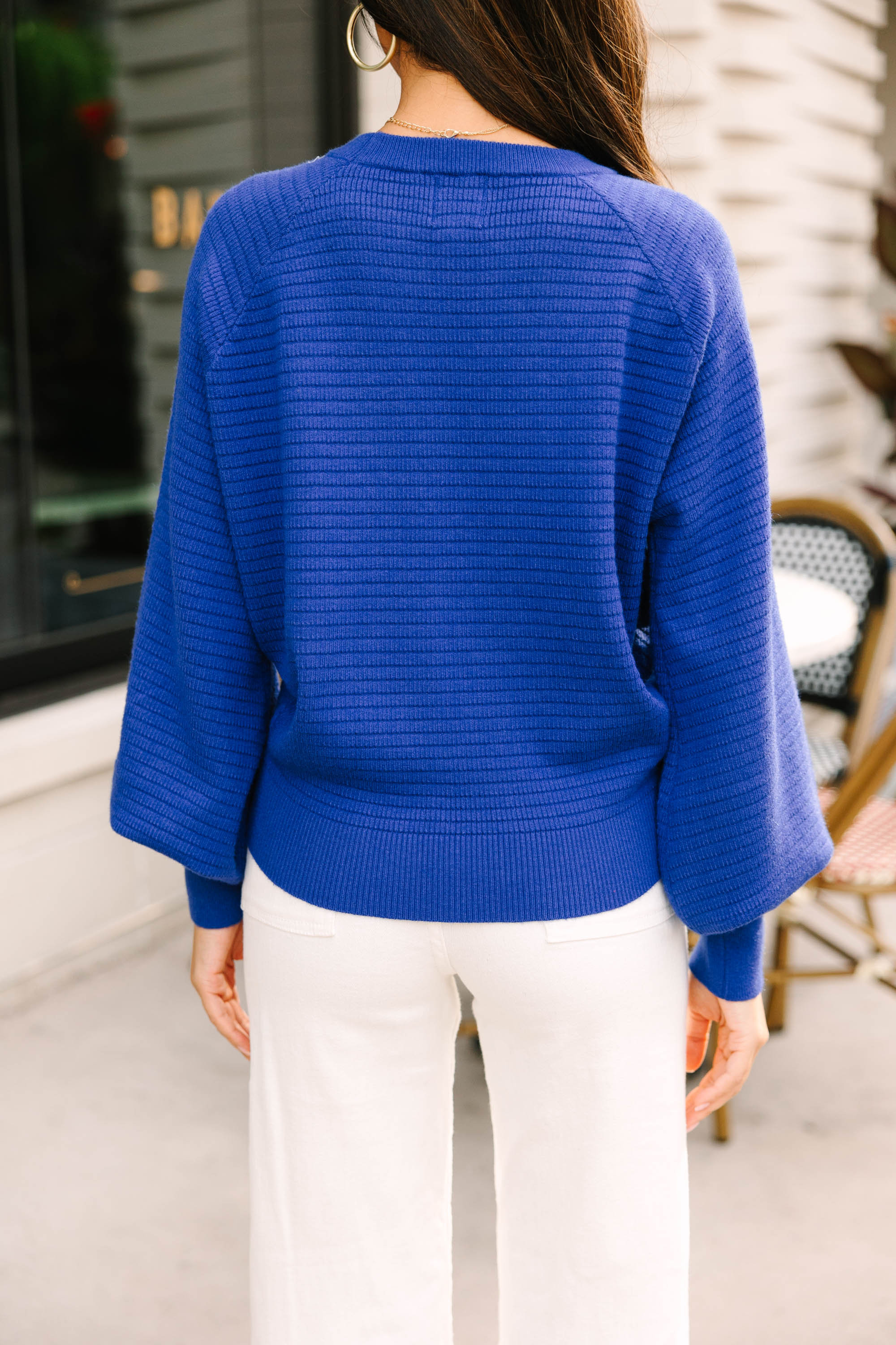 CHIRNAISHOP - In The Works Royal Blue Ribbed Sweater