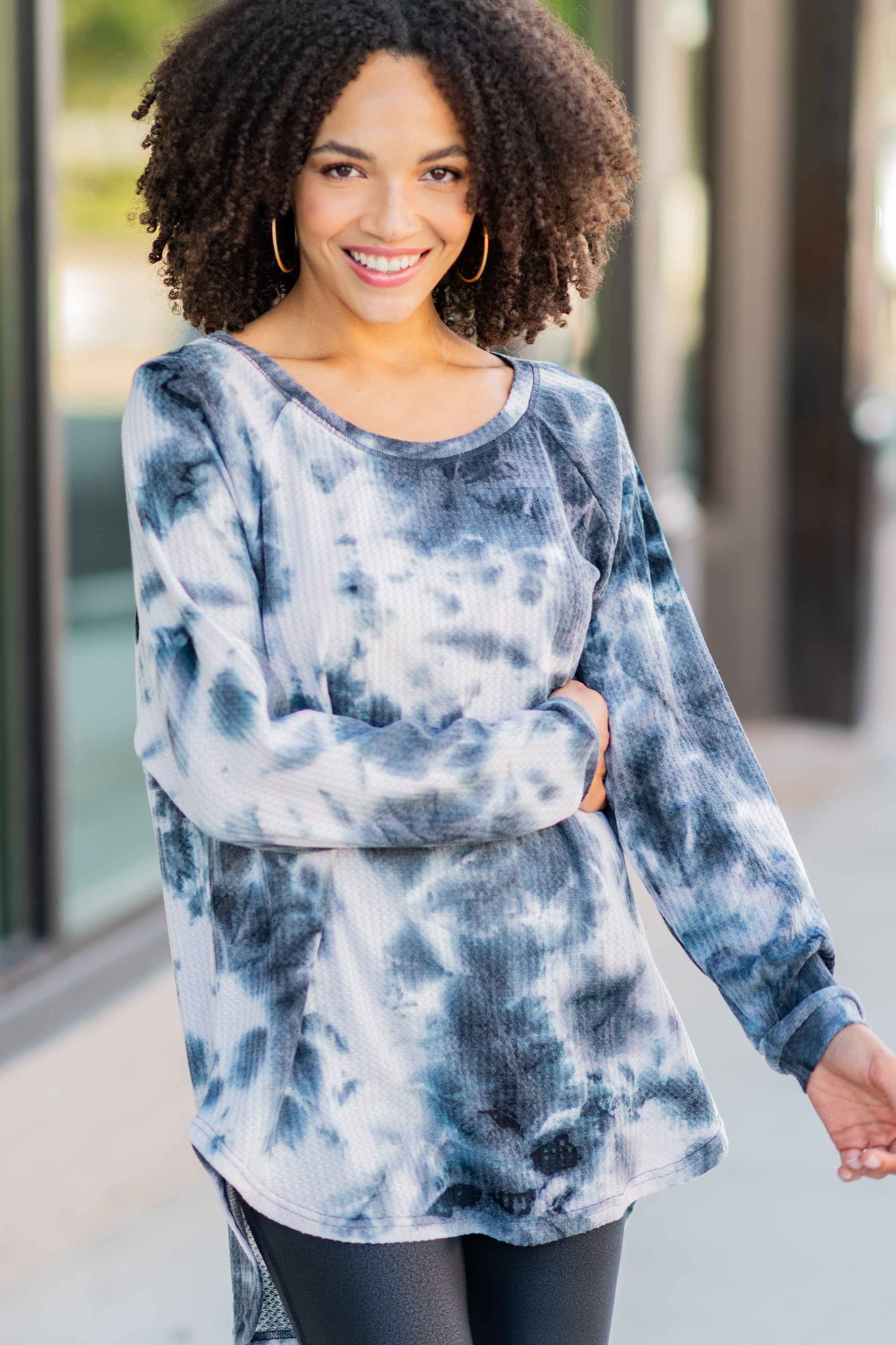 CHIRNAISHOP - Easy Like Sunday Black Tie Dye Tunic