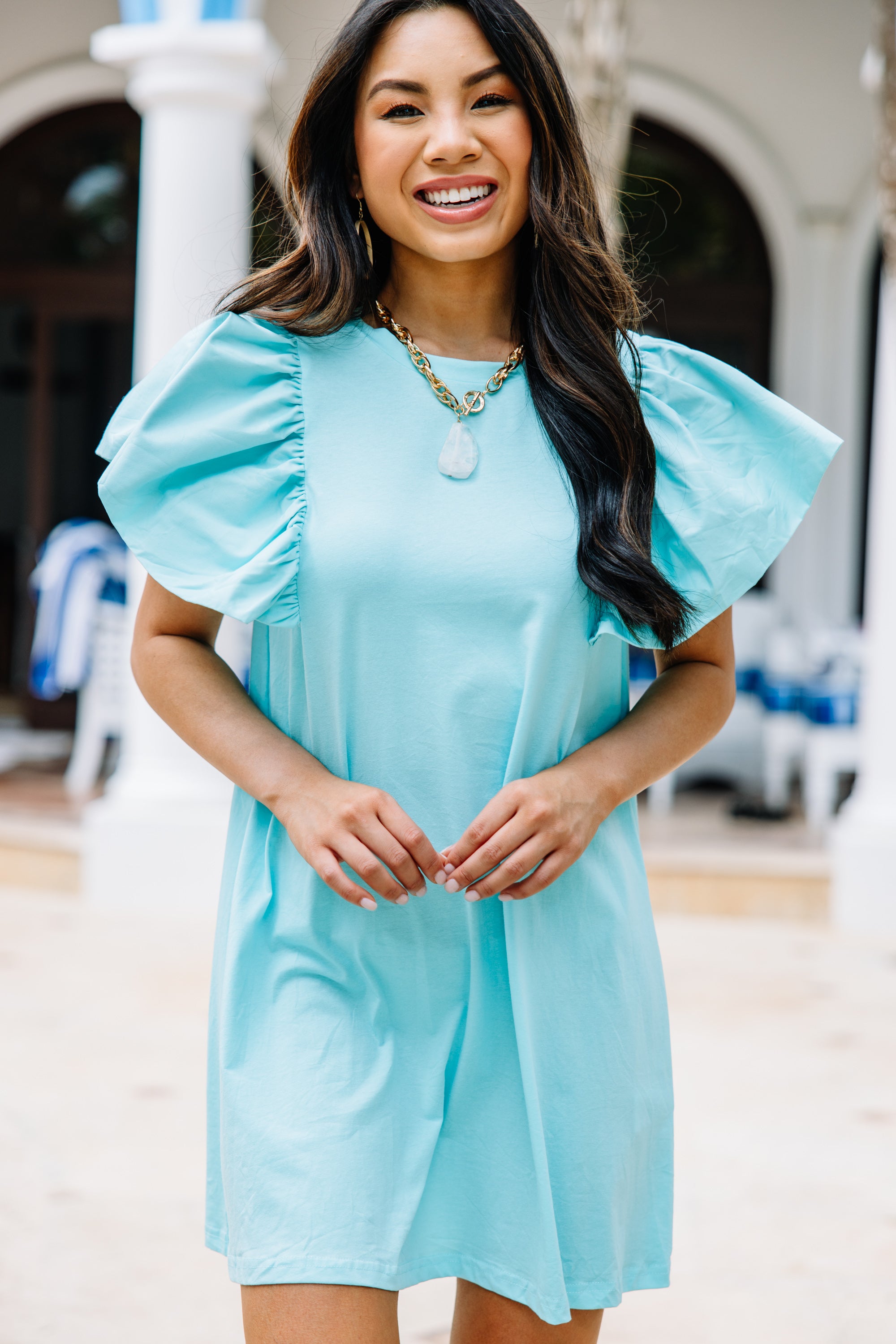 CHIRNAISHOP - Living The Dream Light Blue Ruffled Dress