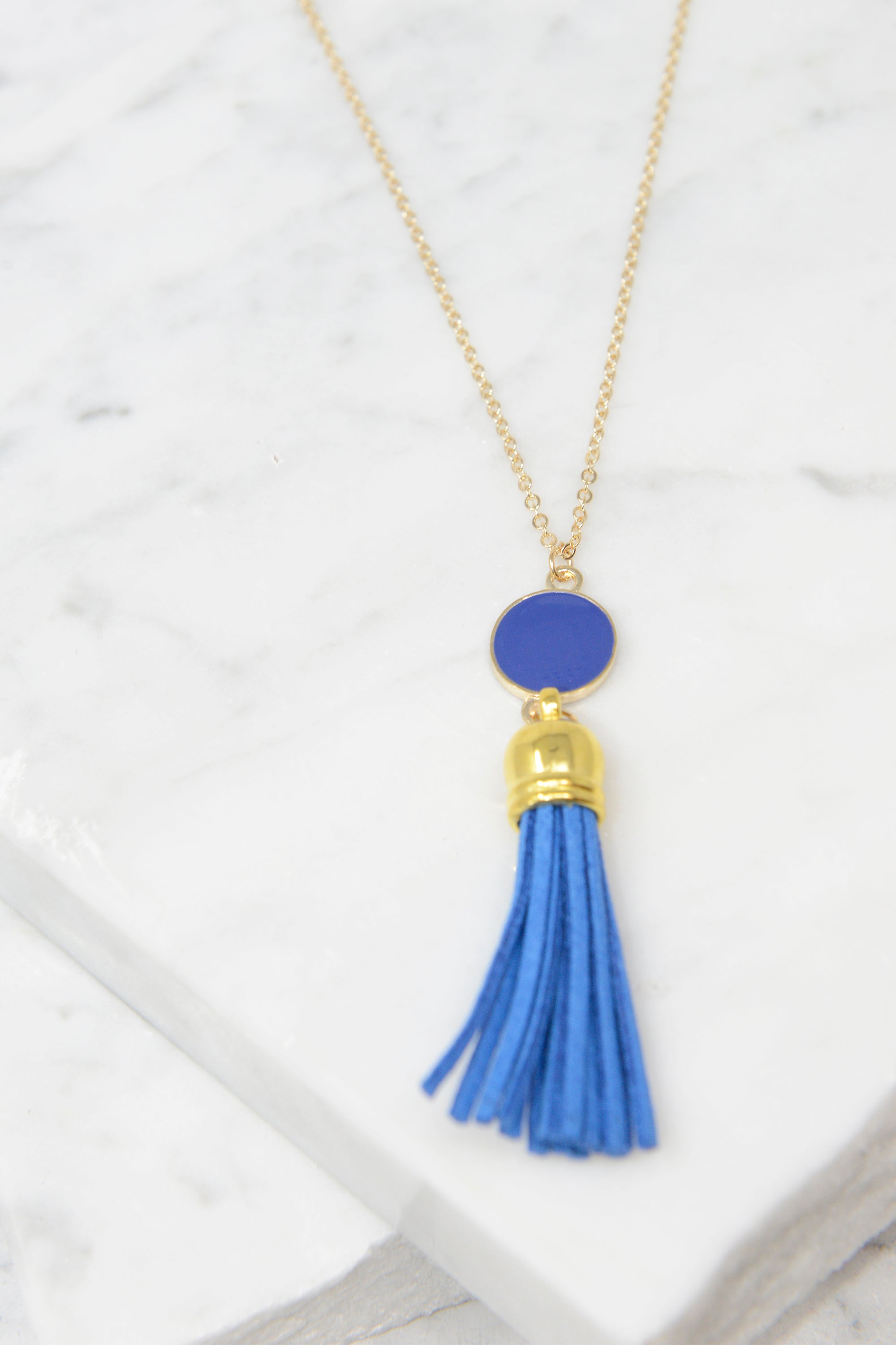 CHIRNAISHOP - Give It To You Navy Blue Tassel Necklace