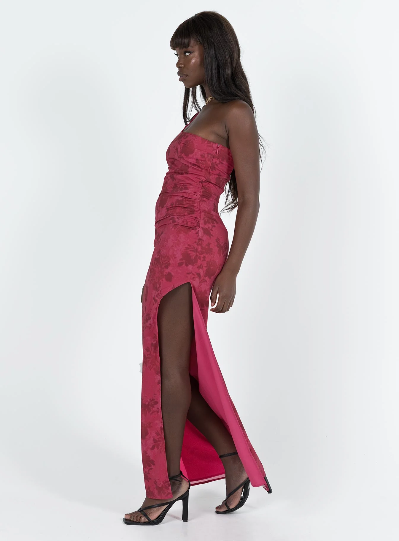 Chika One Shoulder Maxi Dress Red