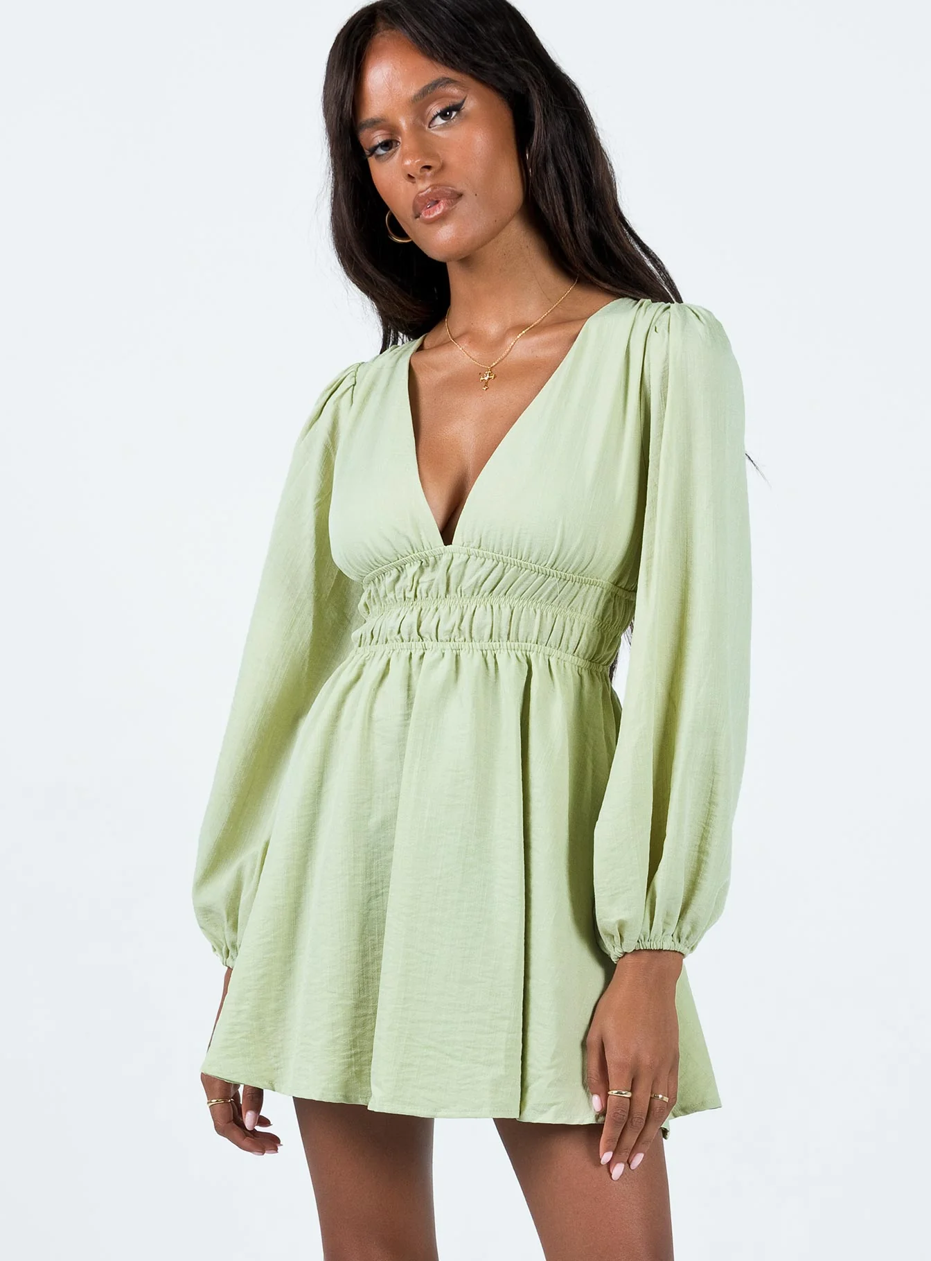 Marsia Long Sleeve Mini Dress Sage