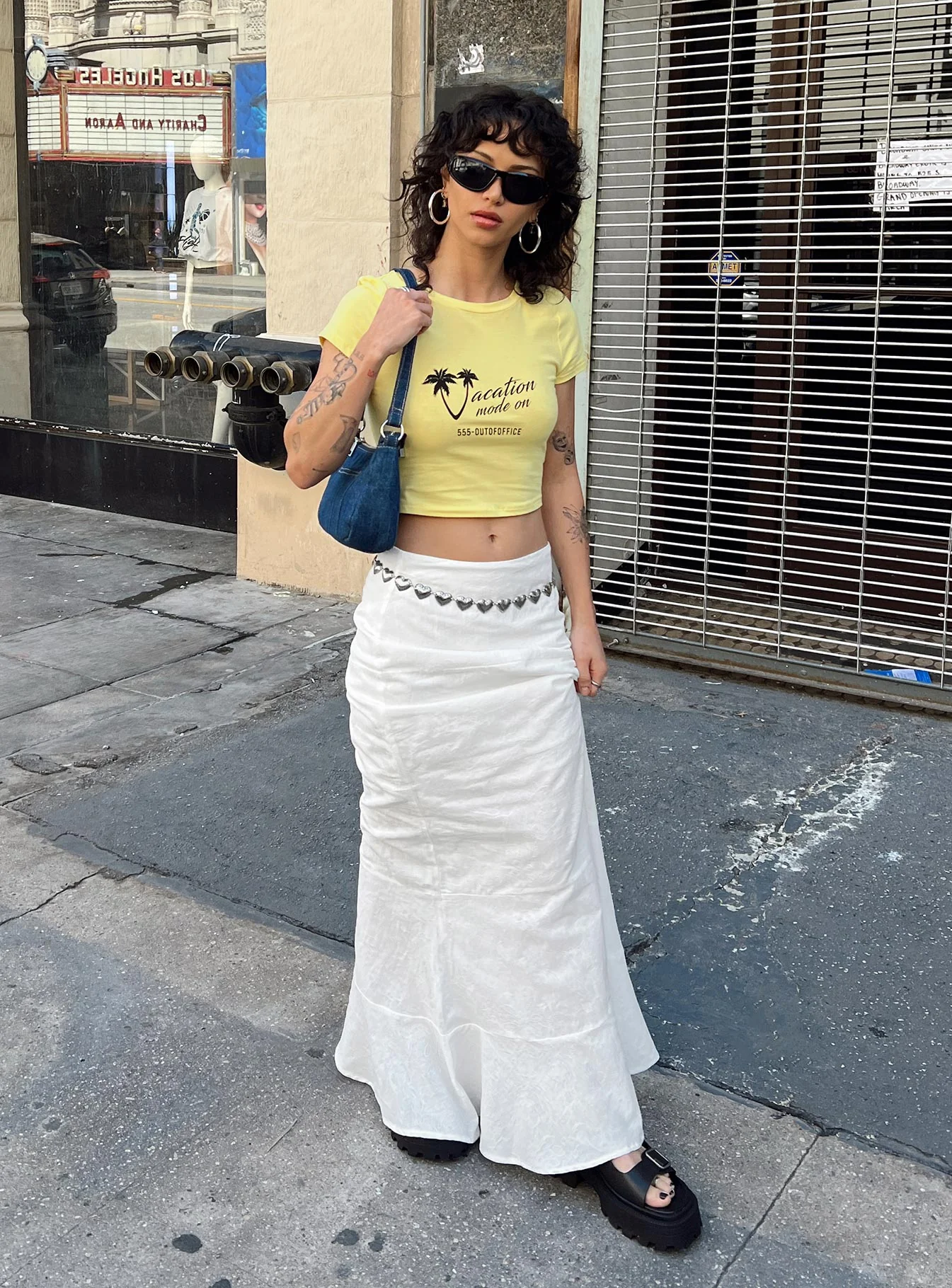 Raven Mid Rise Maxi Skirt White