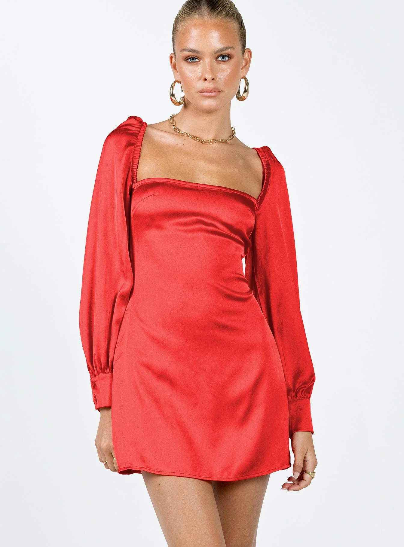 Cottee Satin Mini Dress Red