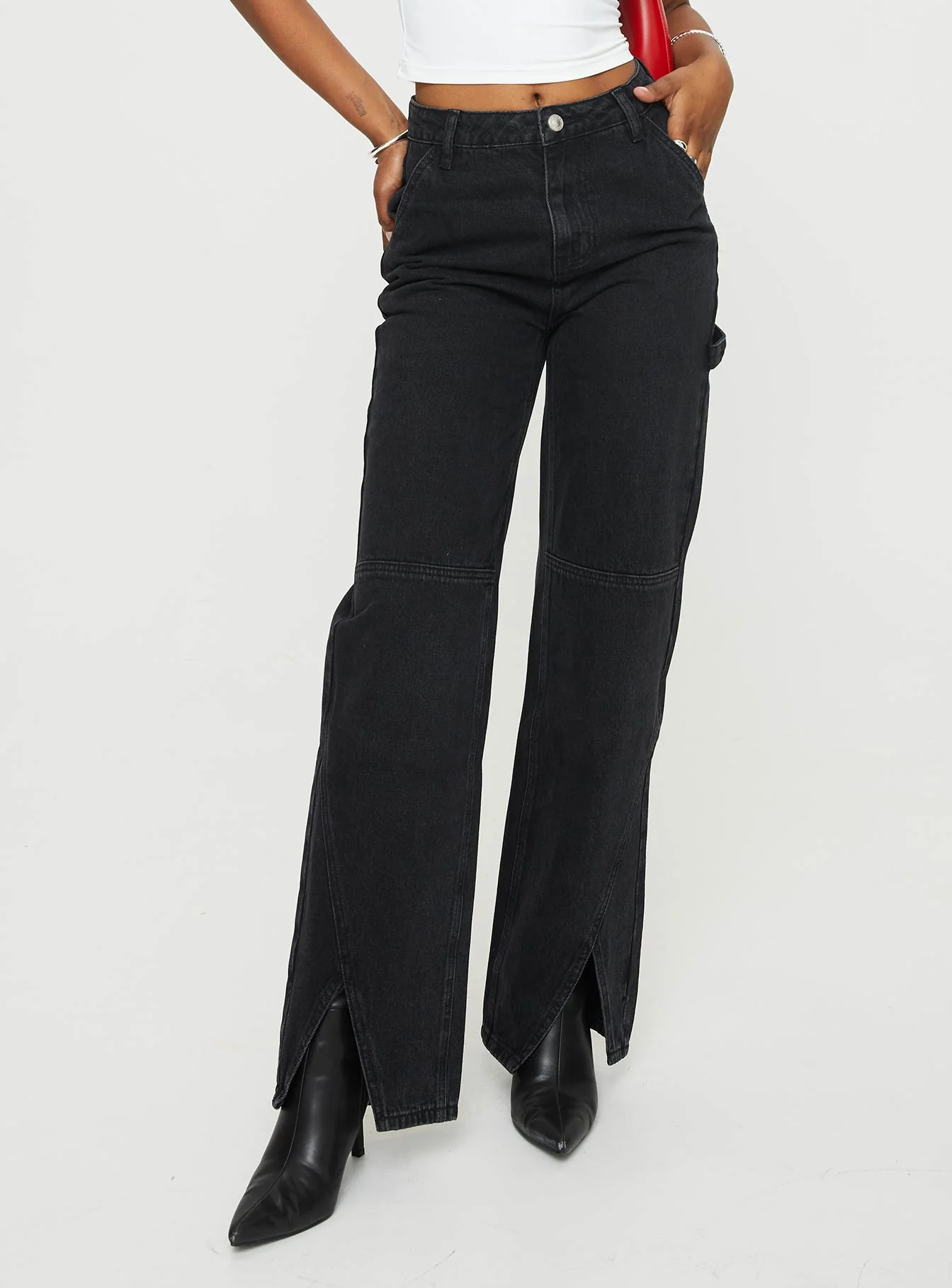 Rihanna Split Hem Jeans Black