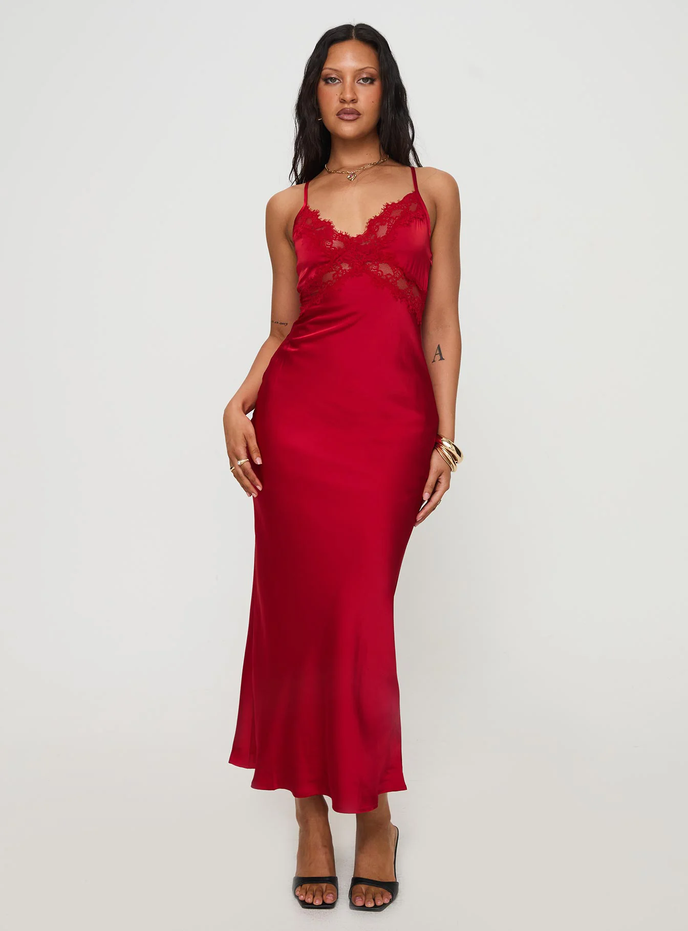 Treasure Bias Cut Maxi Dress Red