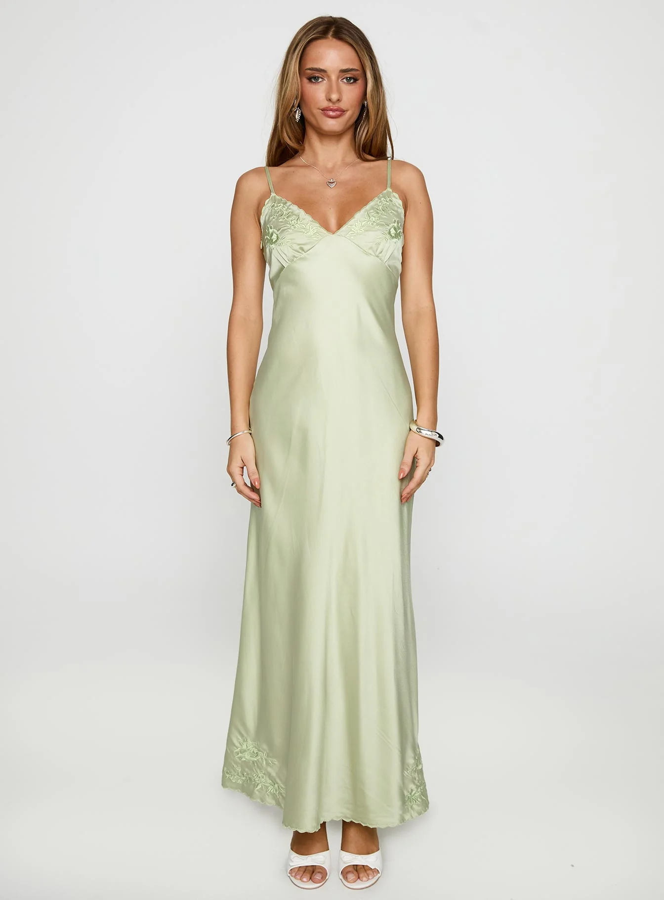 Cyrielle Embroidered Maxi Dress Sage