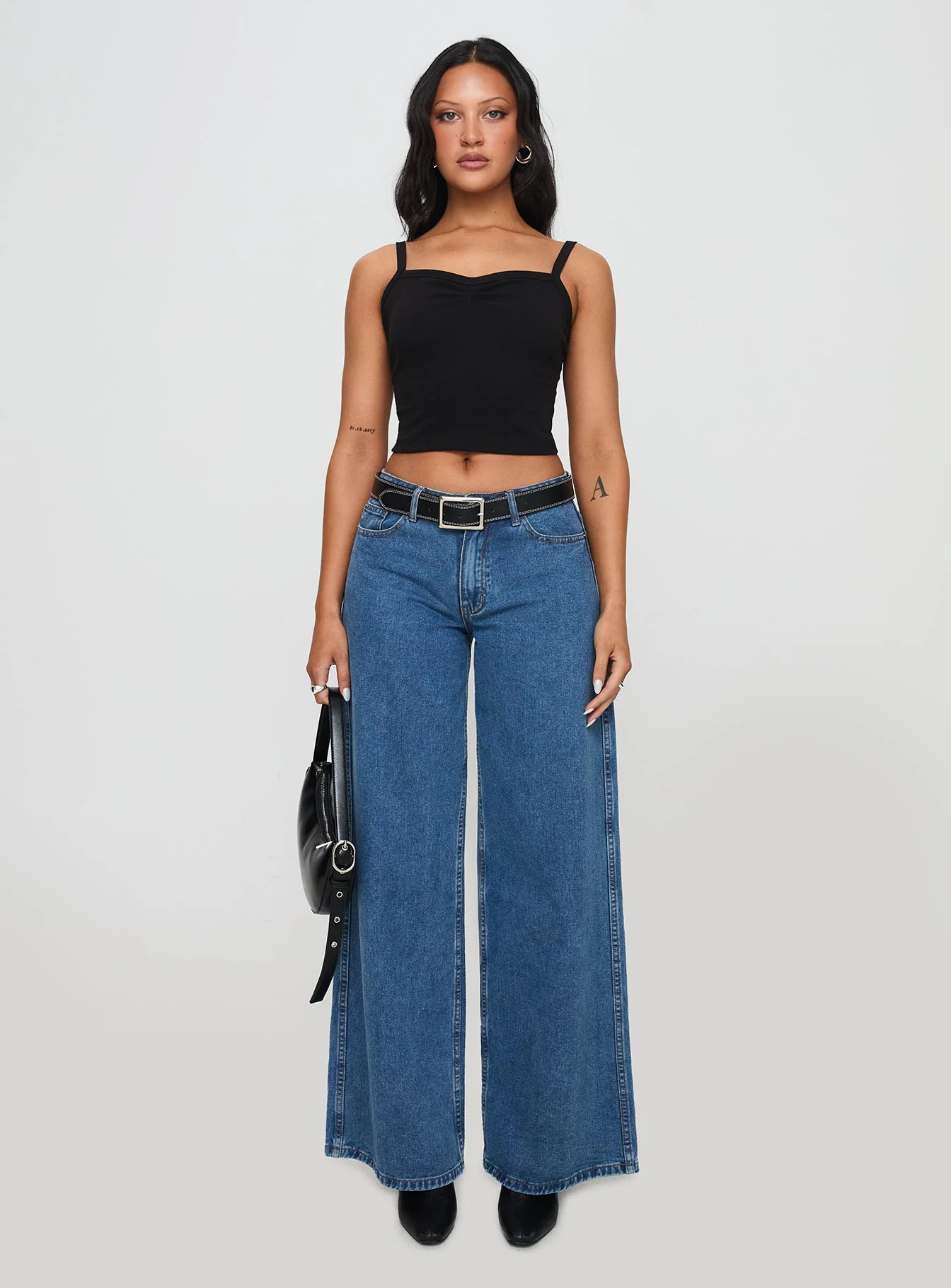 Essentials Ruched Rib Cami Top Black