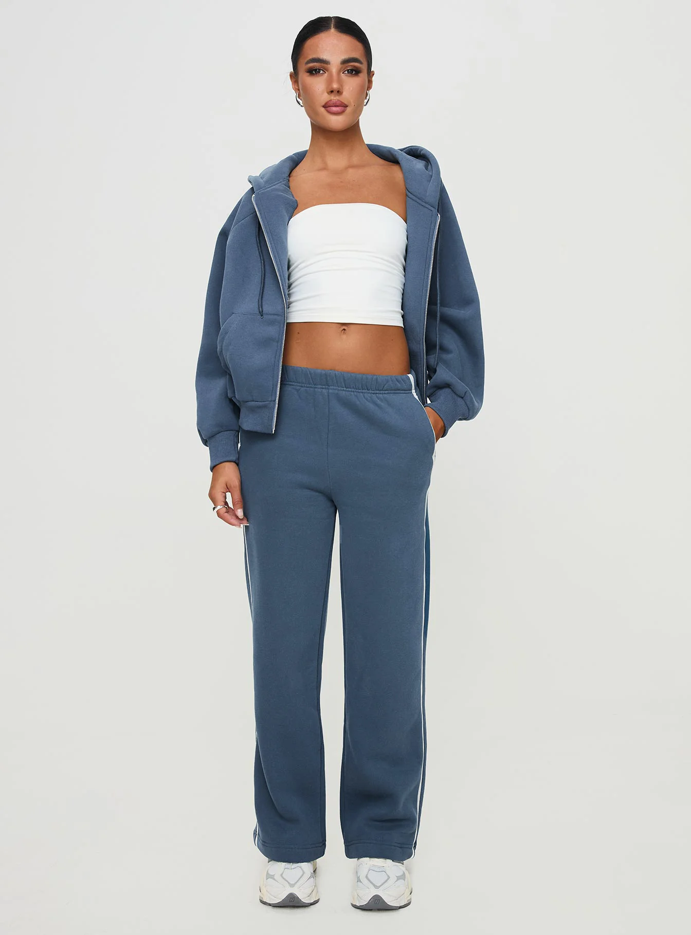 Skiller Side Stripe Track Pants Navy