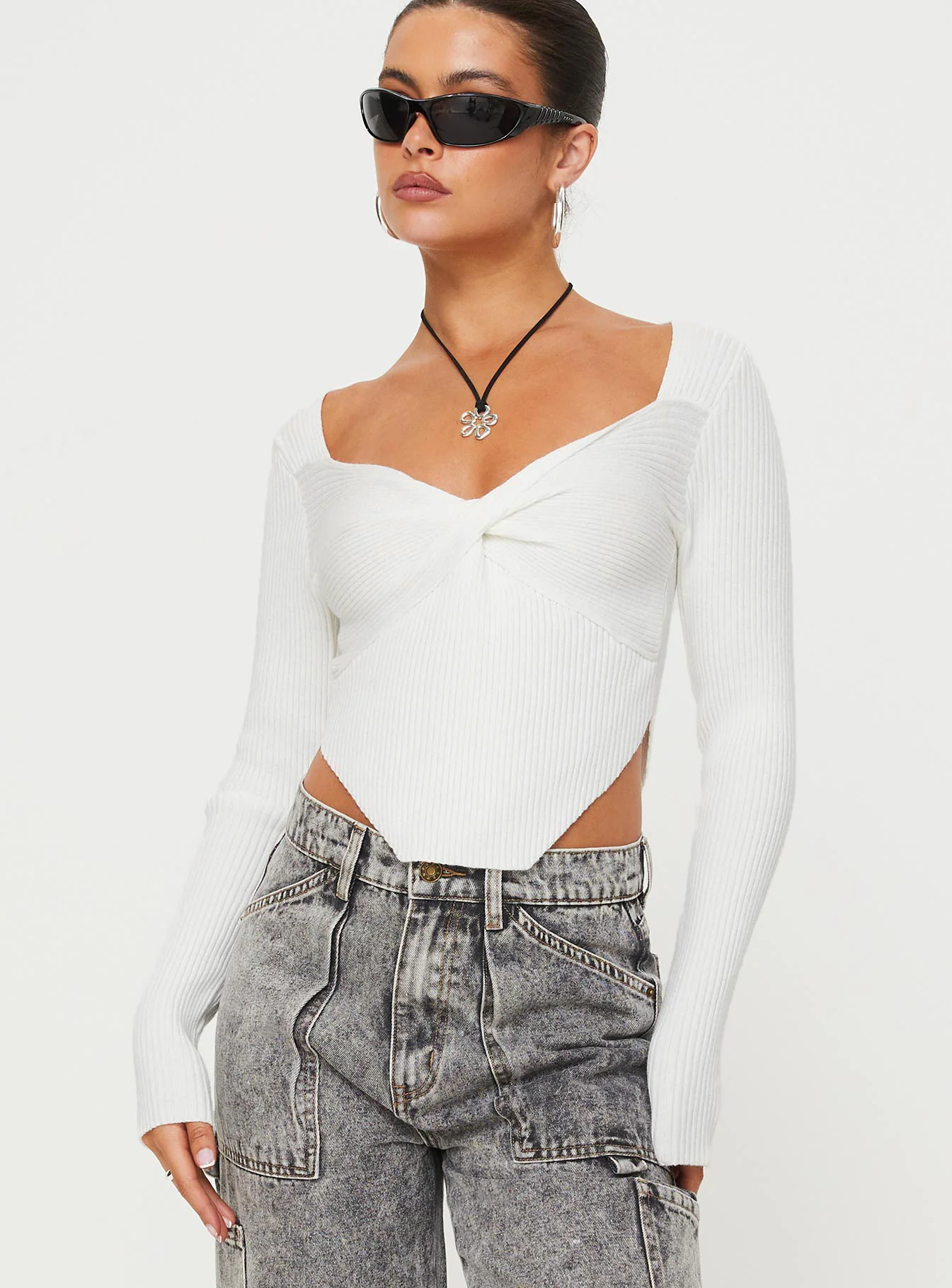 Listette Long Sleeve Top White