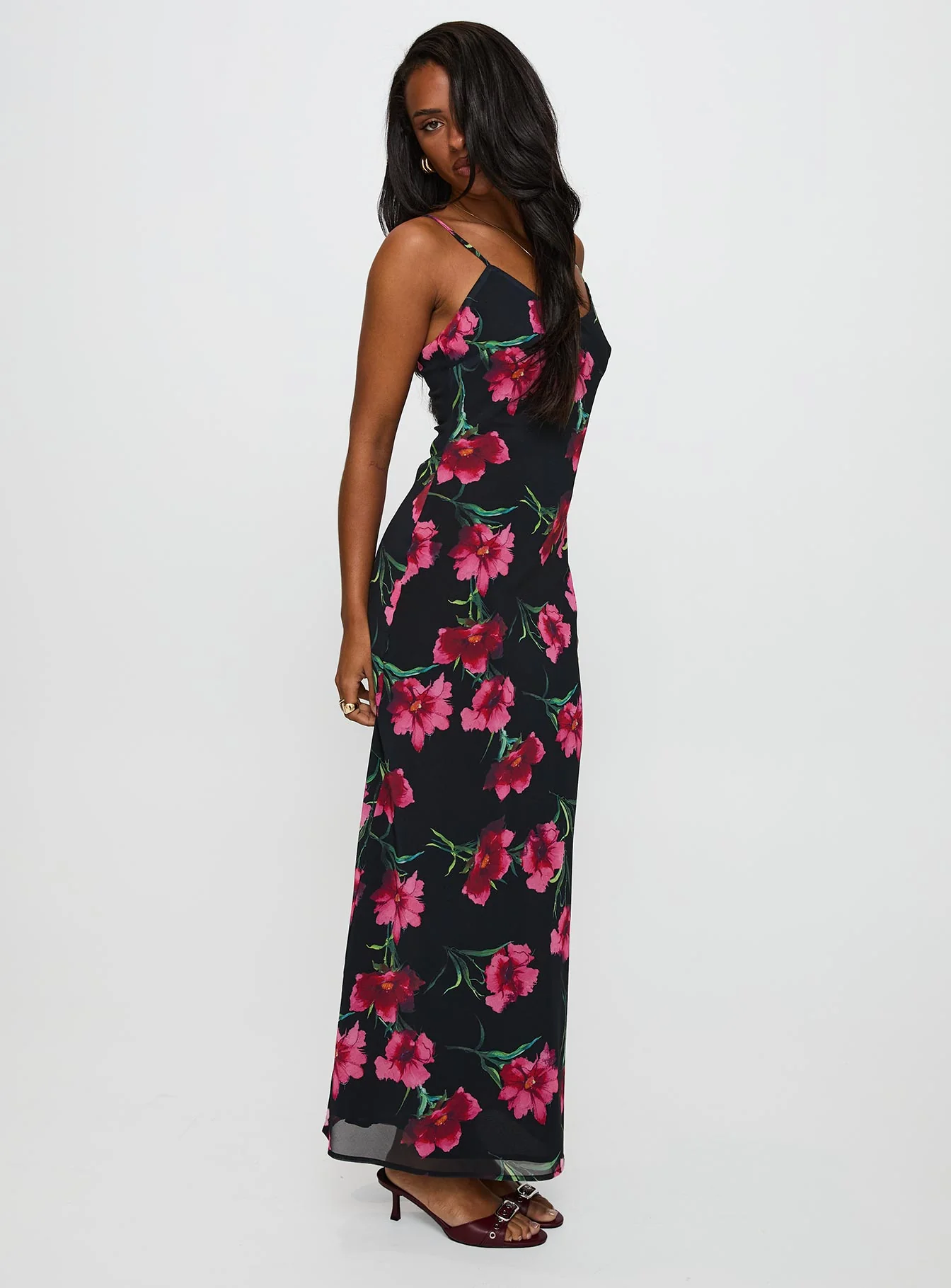Emorie Bias Cut Maxi Dress Multi Floral