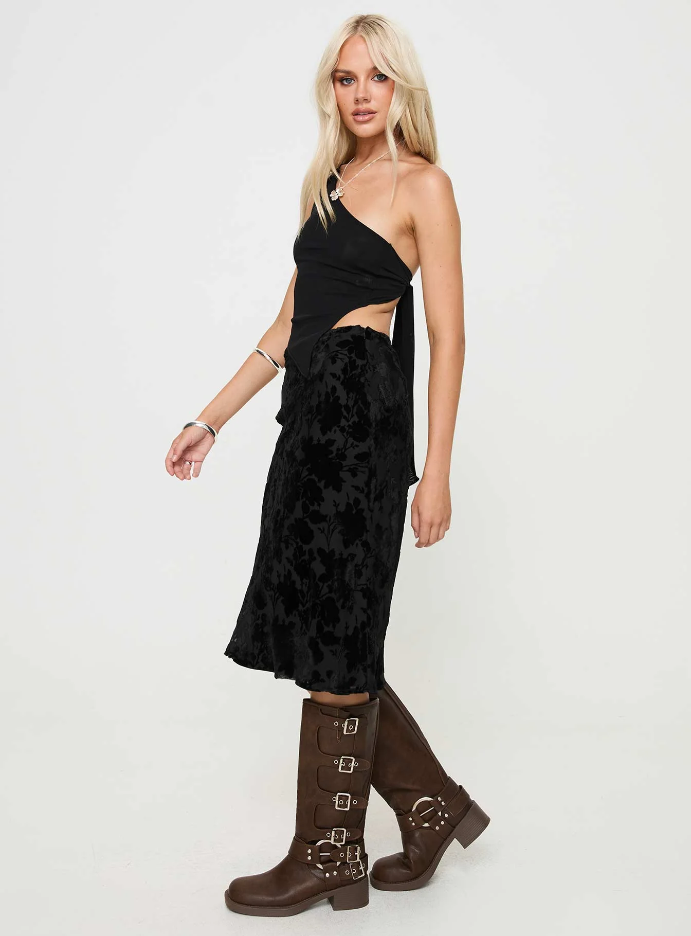 Devore Midi Skirt Black