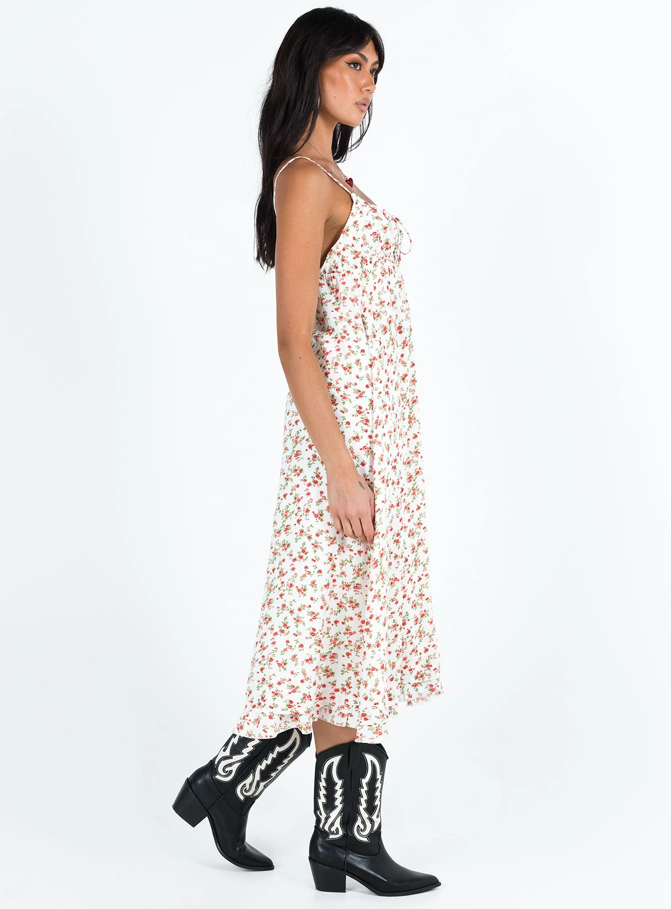 Empress Of Love Maxi Dress White / Red Floral