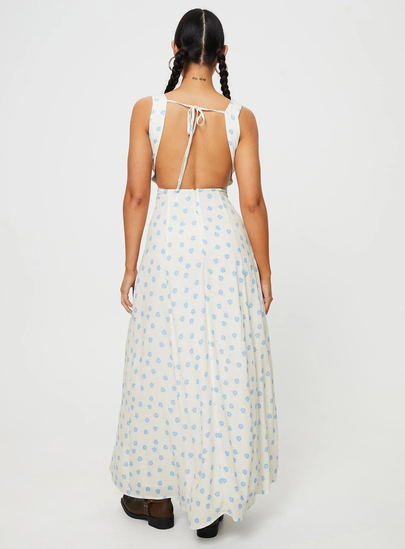 Florette Open Back Maxi Dress Cream Multi