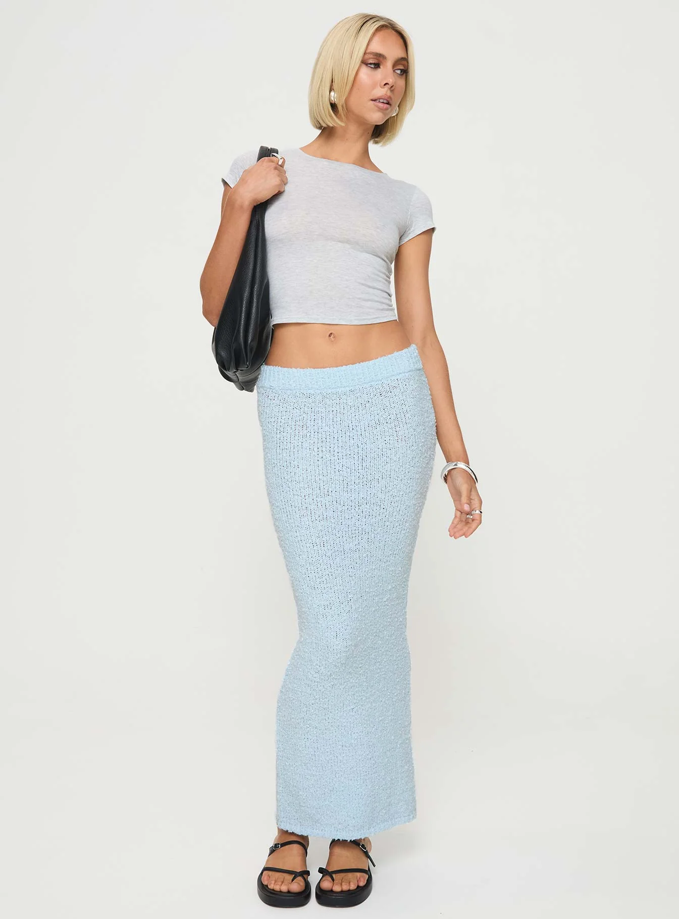 Ponce Boucle Maxi Skirt Light Blue