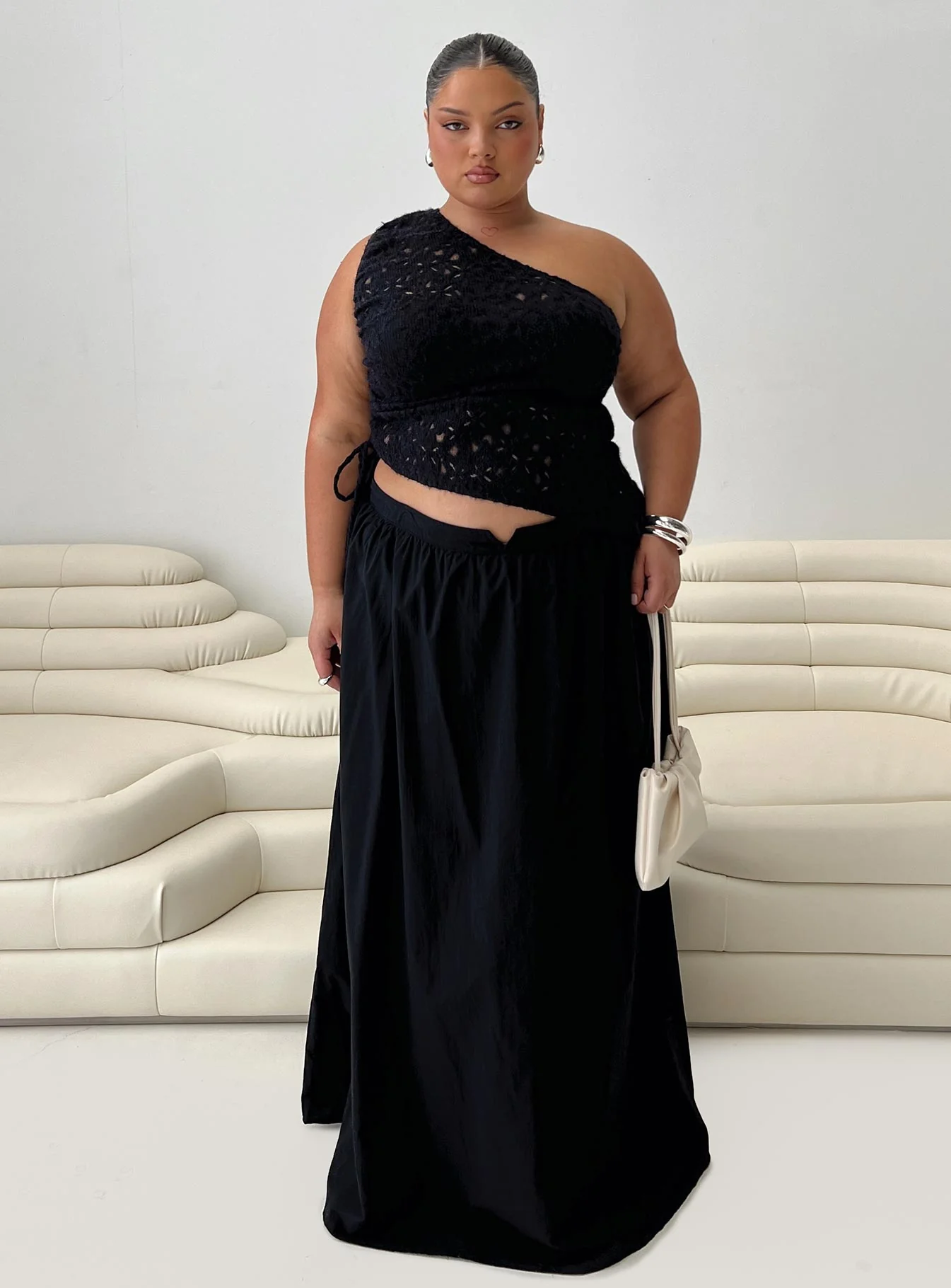 Sensua One Shoulder Top Black