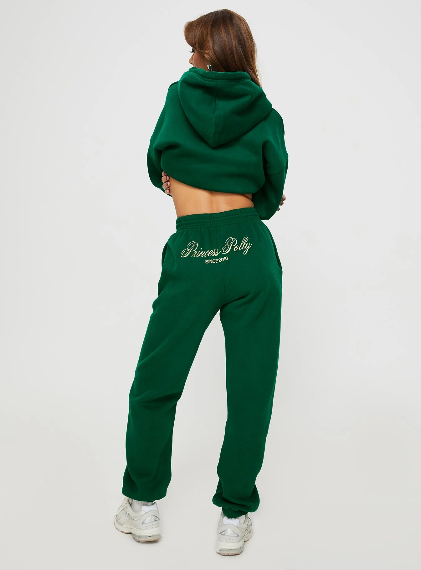 Princess Polly Track Pants Script Green / Ivory